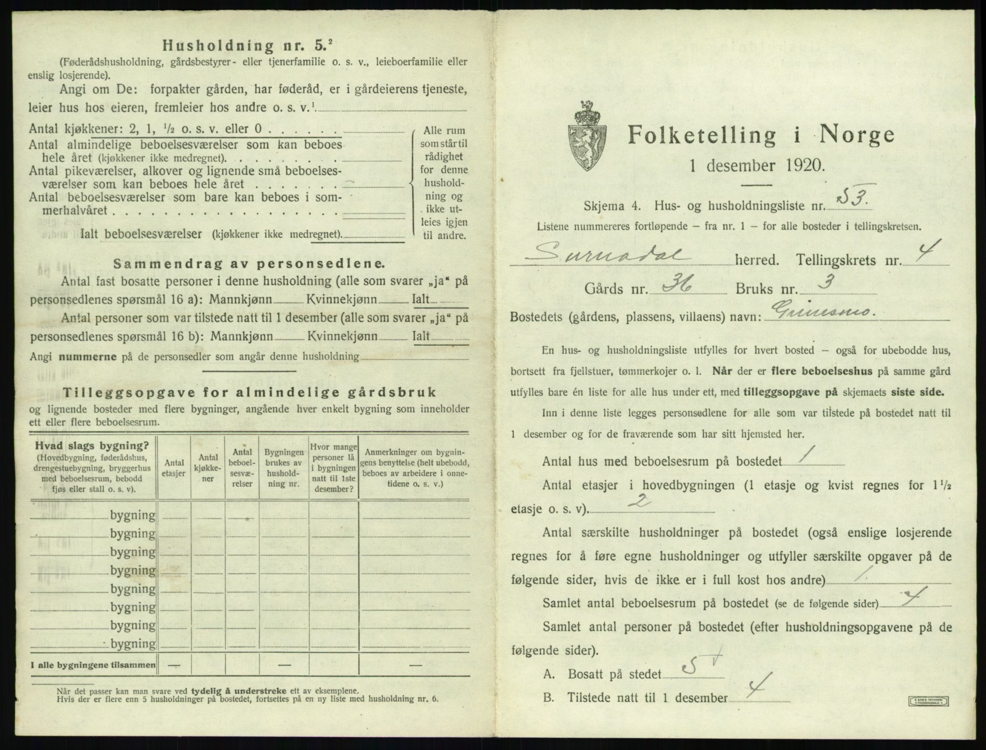 SAT, Folketelling 1920 for 1566 Surnadal herred, 1920, s. 497