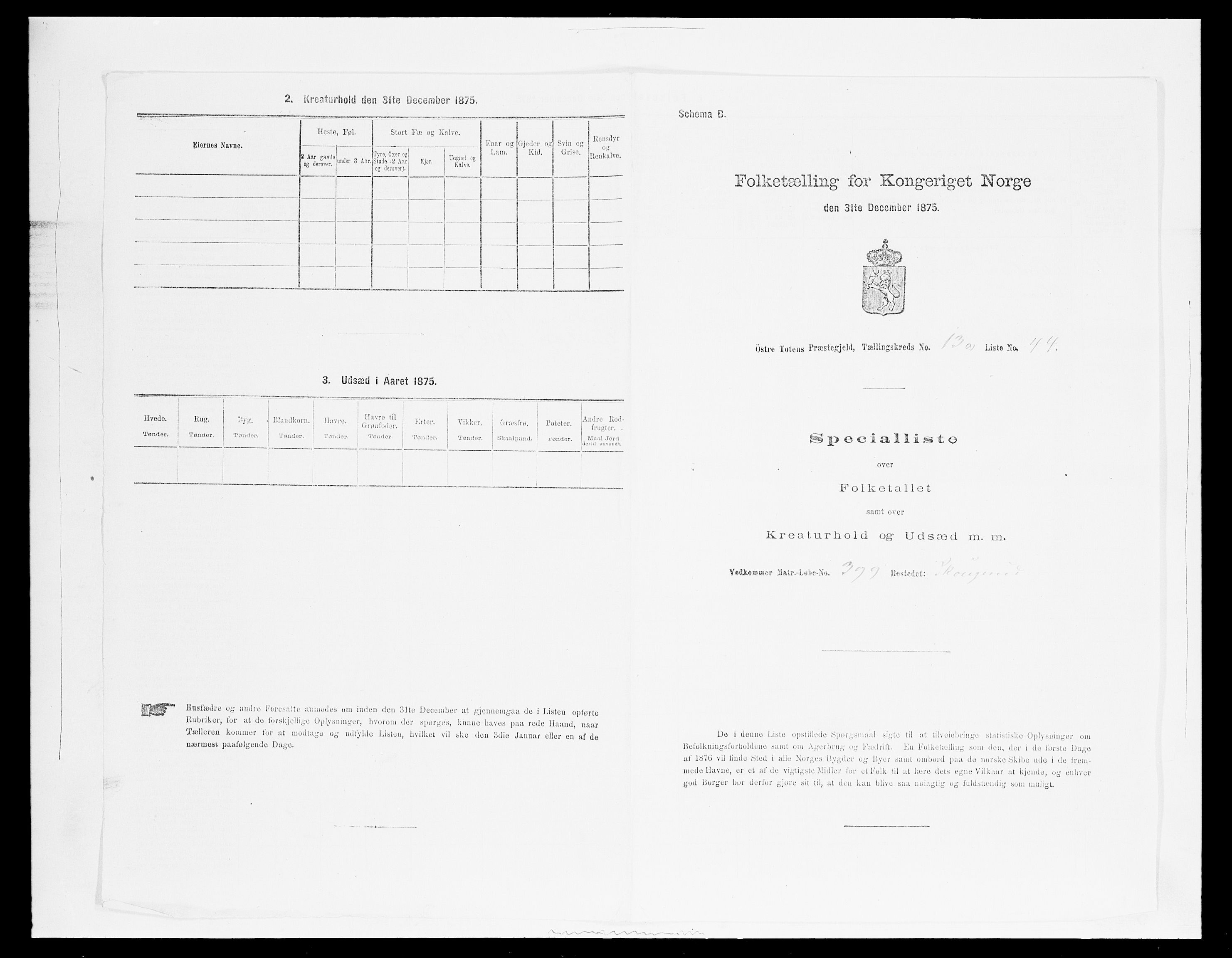 SAH, Folketelling 1875 for 0528P Østre Toten prestegjeld, 1875, s. 2477