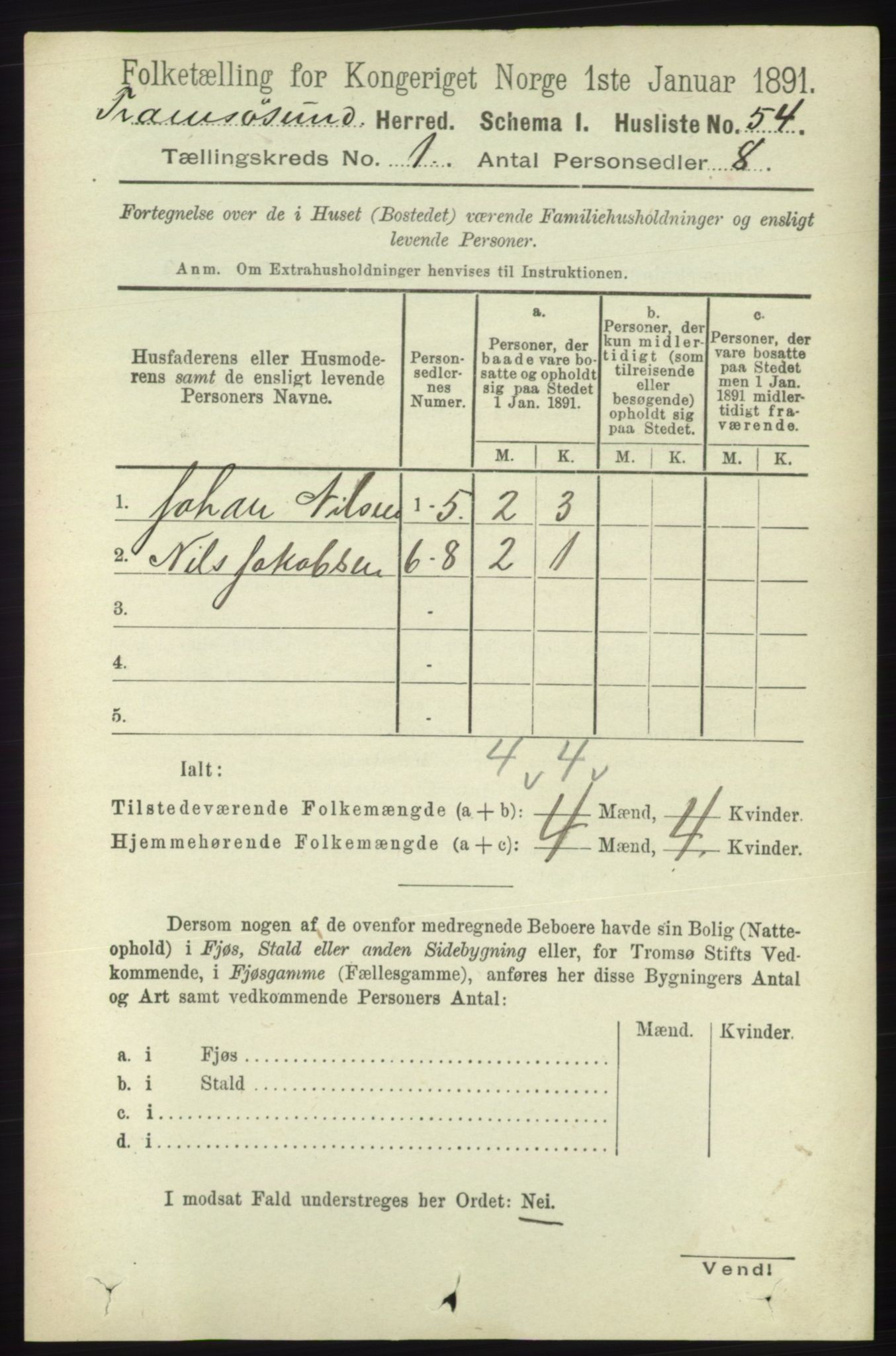 RA, Folketelling 1891 for 1934 Tromsøysund herred, 1891, s. 76