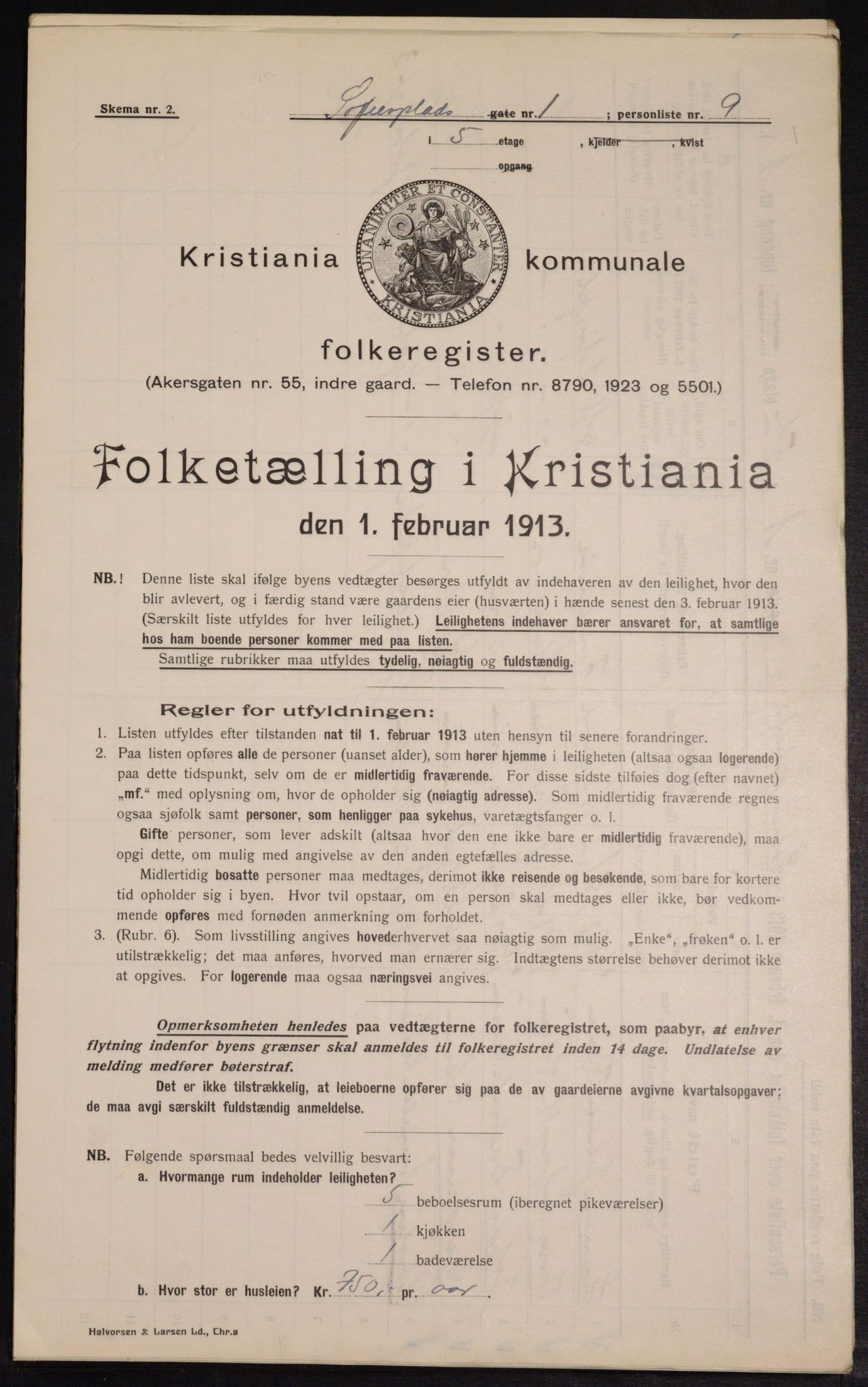 OBA, Kommunal folketelling 1.2.1913 for Kristiania, 1913, s. 99360