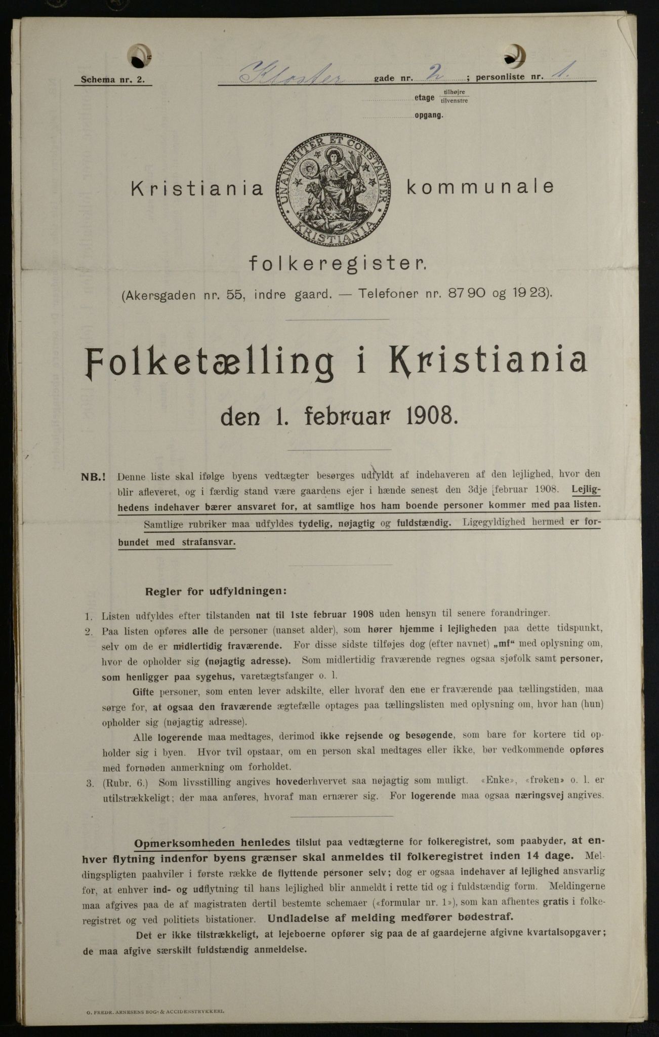 OBA, Kommunal folketelling 1.2.1908 for Kristiania kjøpstad, 1908, s. 46554