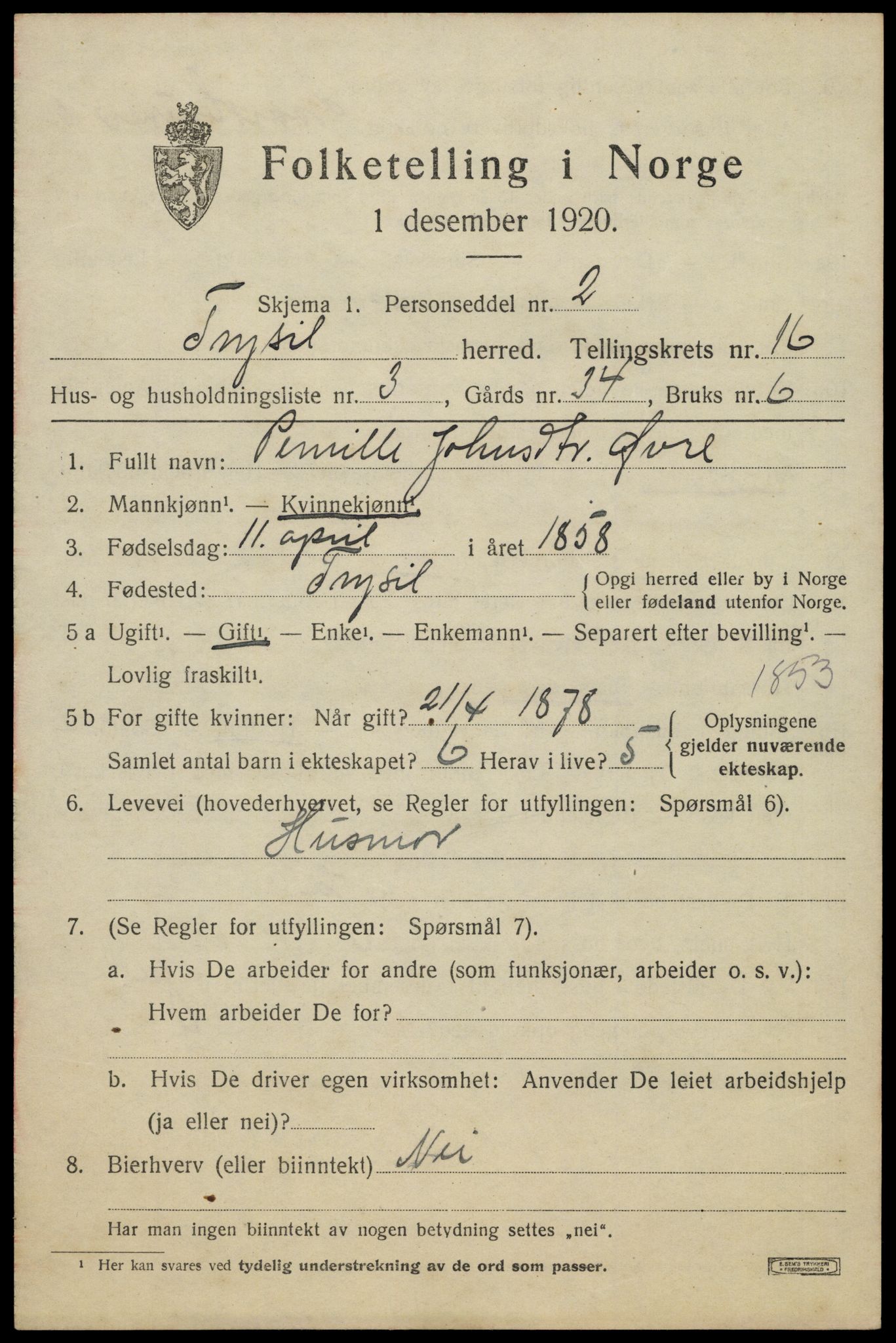 SAH, Folketelling 1920 for 0428 Trysil herred, 1920, s. 9457