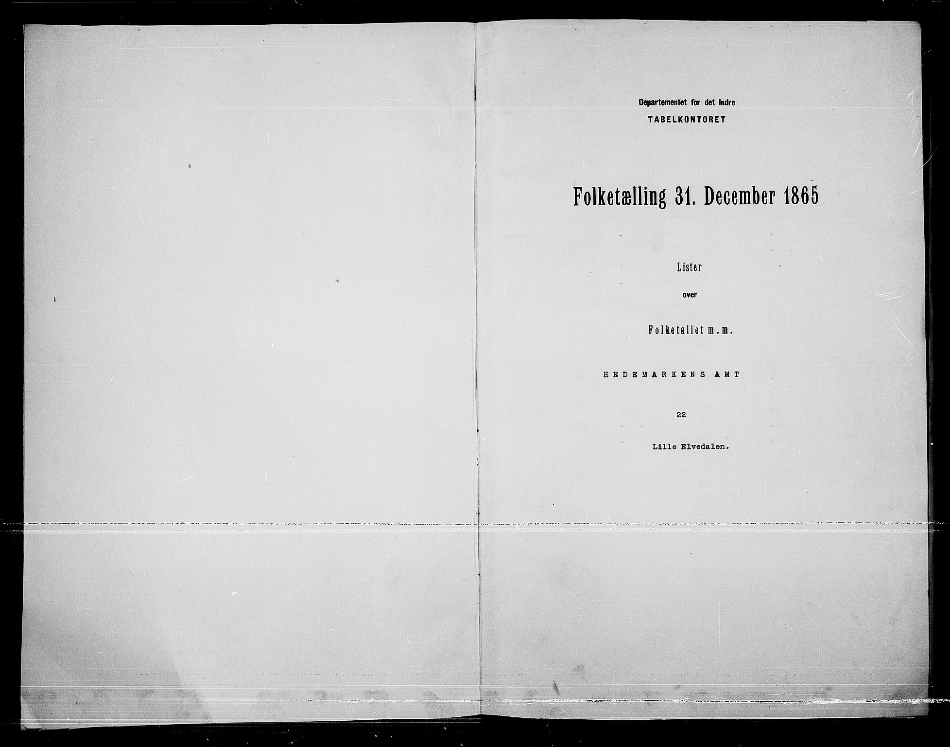 RA, Folketelling 1865 for 0438P Lille Elvedalen prestegjeld, 1865, s. 3