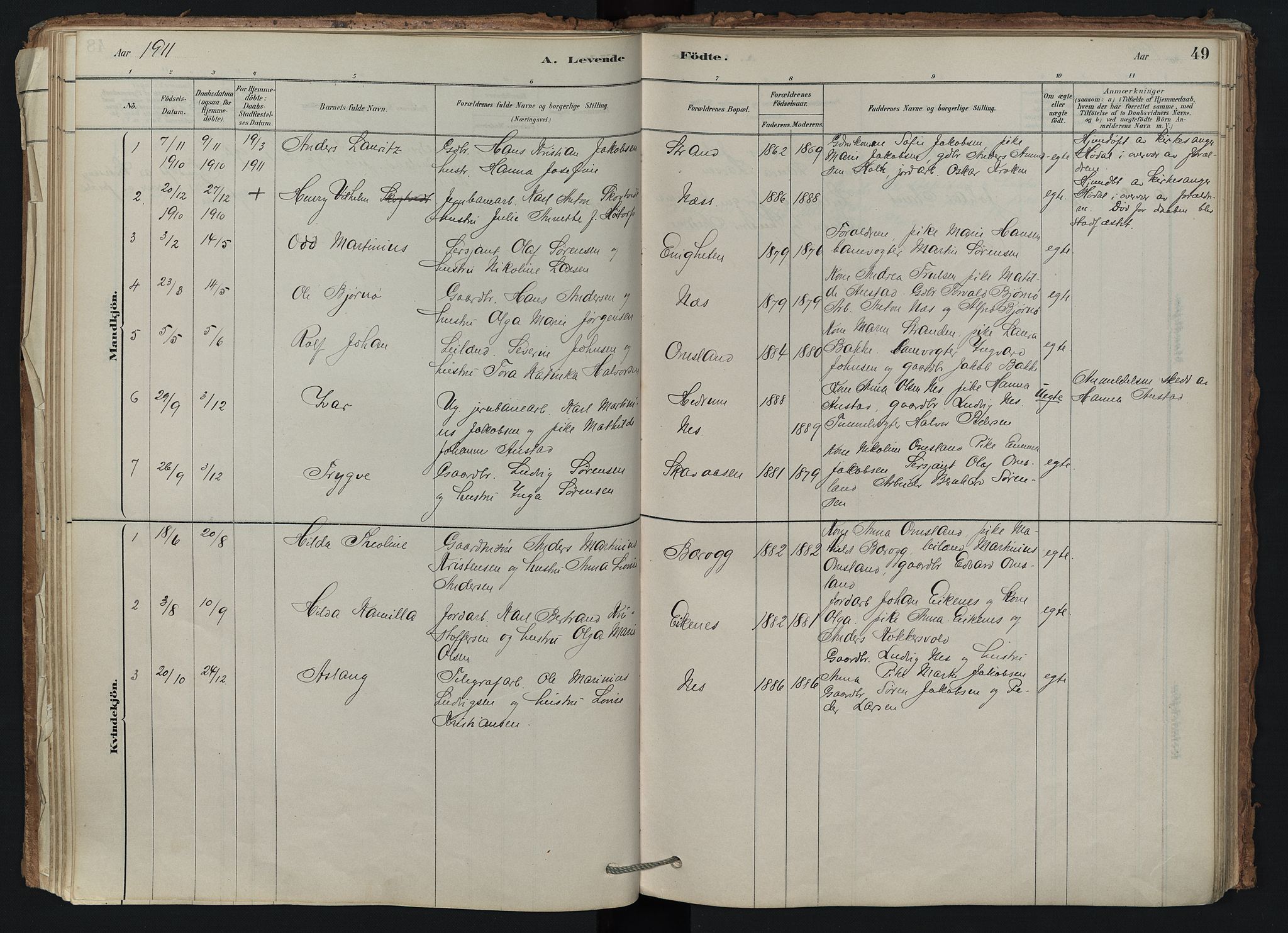Brunlanes kirkebøker, AV/SAKO-A-342/F/Fd/L0001: Ministerialbok nr. IV 1, 1878-1917, s. 49