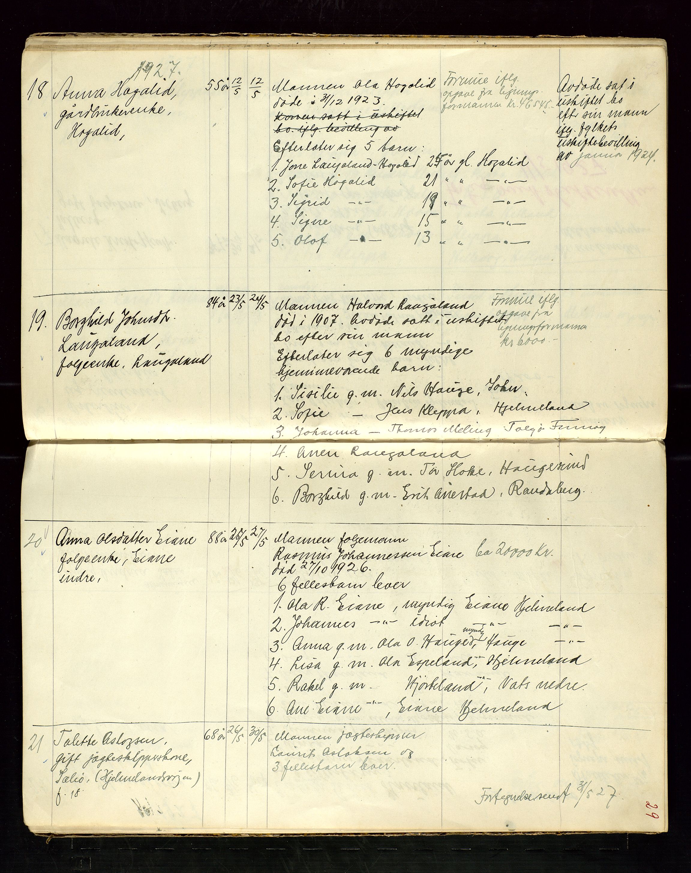 Hjelmeland lensmannskontor, AV/SAST-A-100439/Ggb/L0003: "Dødsanmeldelsesprotokol", 1923-1928, s. 29