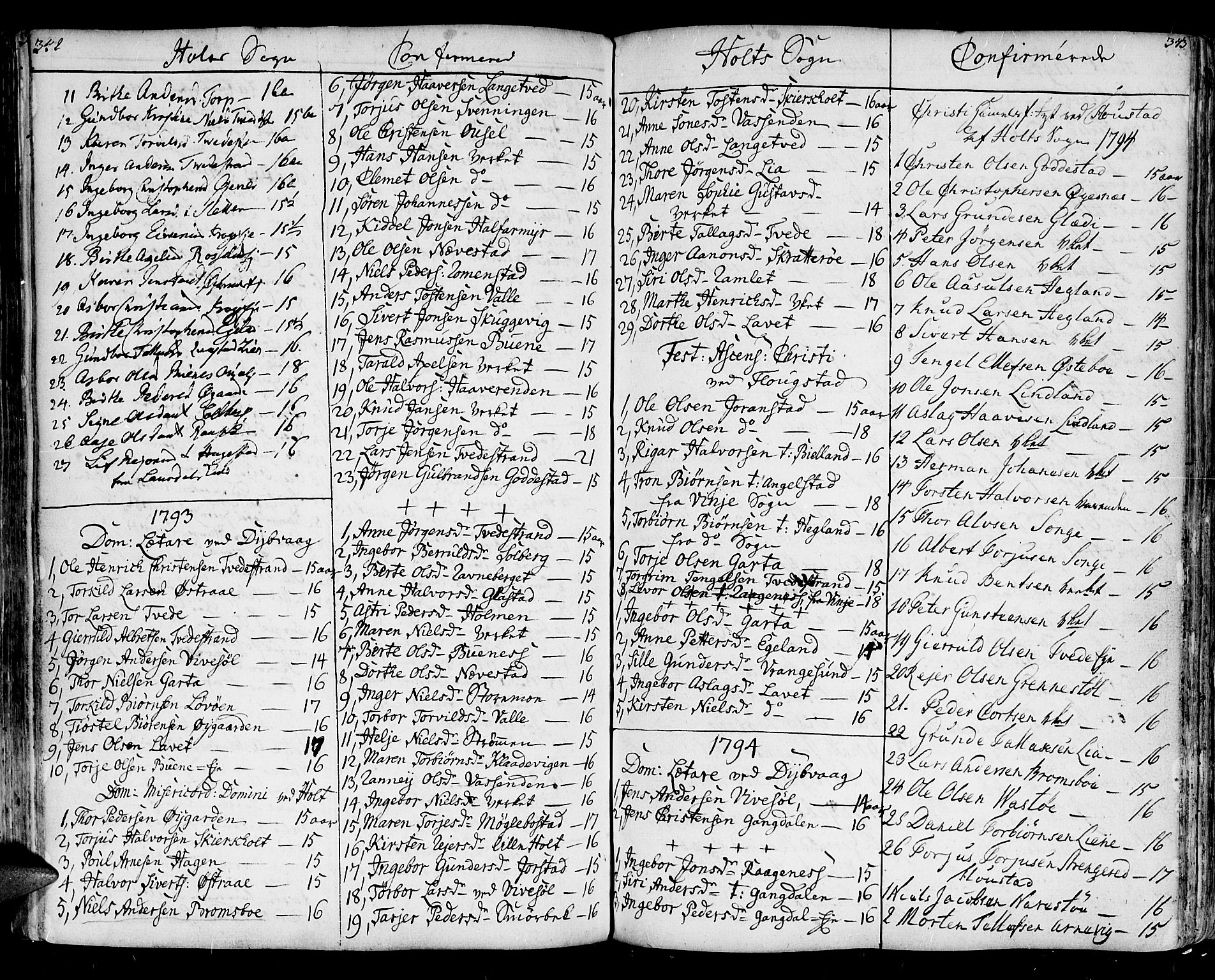 Holt sokneprestkontor, AV/SAK-1111-0021/F/Fa/L0003: Ministerialbok nr. A 3, 1765-1798, s. 342-343