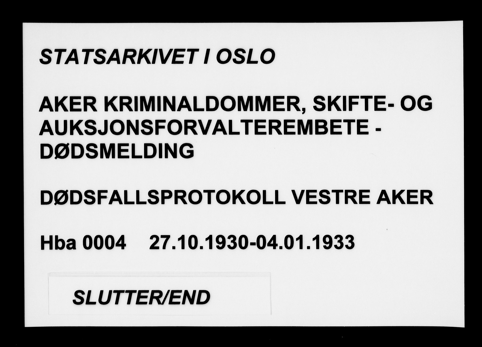 Aker kriminaldommer, skifte- og auksjonsforvalterembete, AV/SAO-A-10452/H/Hb/Hba/Hbab/L0004: Dødsfallsprotokoll for Vestre Aker, 1930-1933