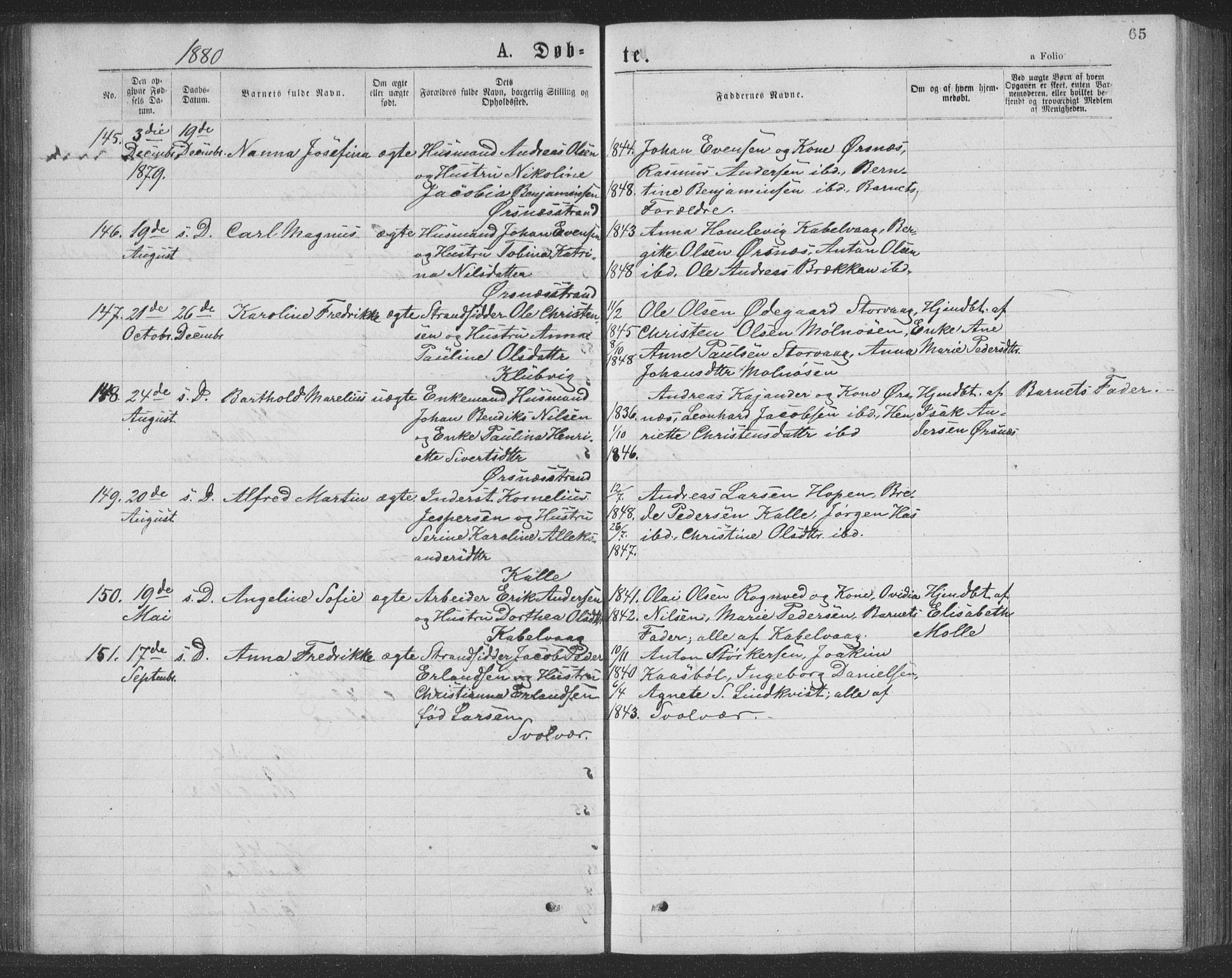 Ministerialprotokoller, klokkerbøker og fødselsregistre - Nordland, AV/SAT-A-1459/874/L1075: Klokkerbok nr. 874C04, 1876-1883, s. 65