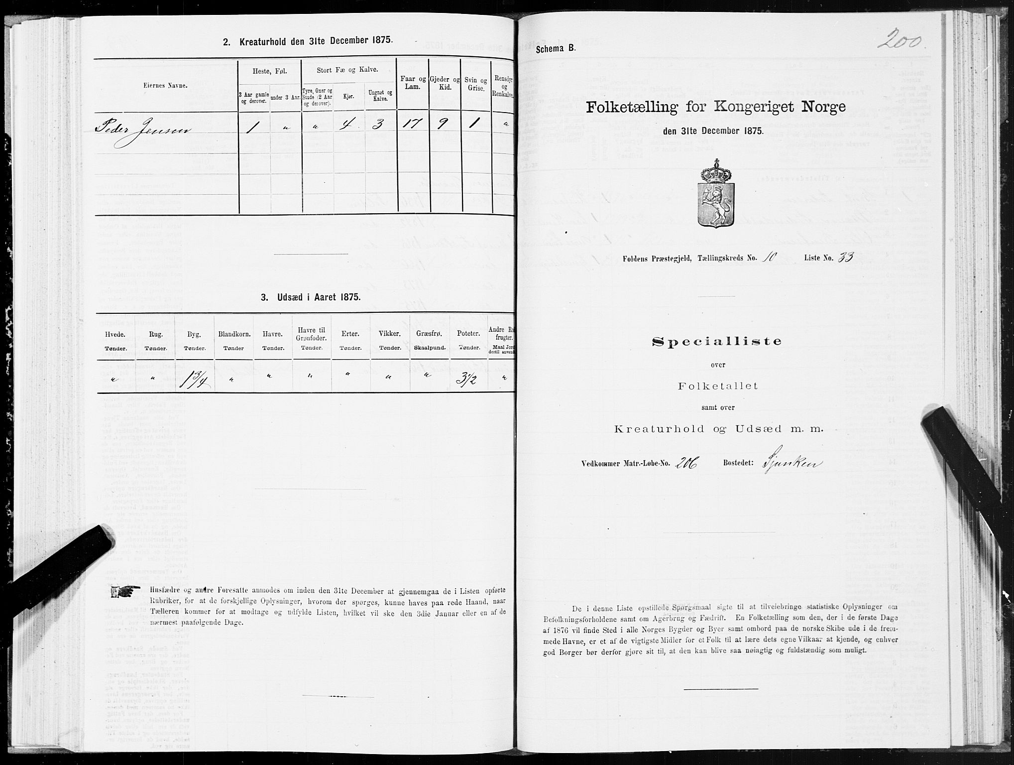 SAT, Folketelling 1875 for 1845P Folda prestegjeld, 1875, s. 3200