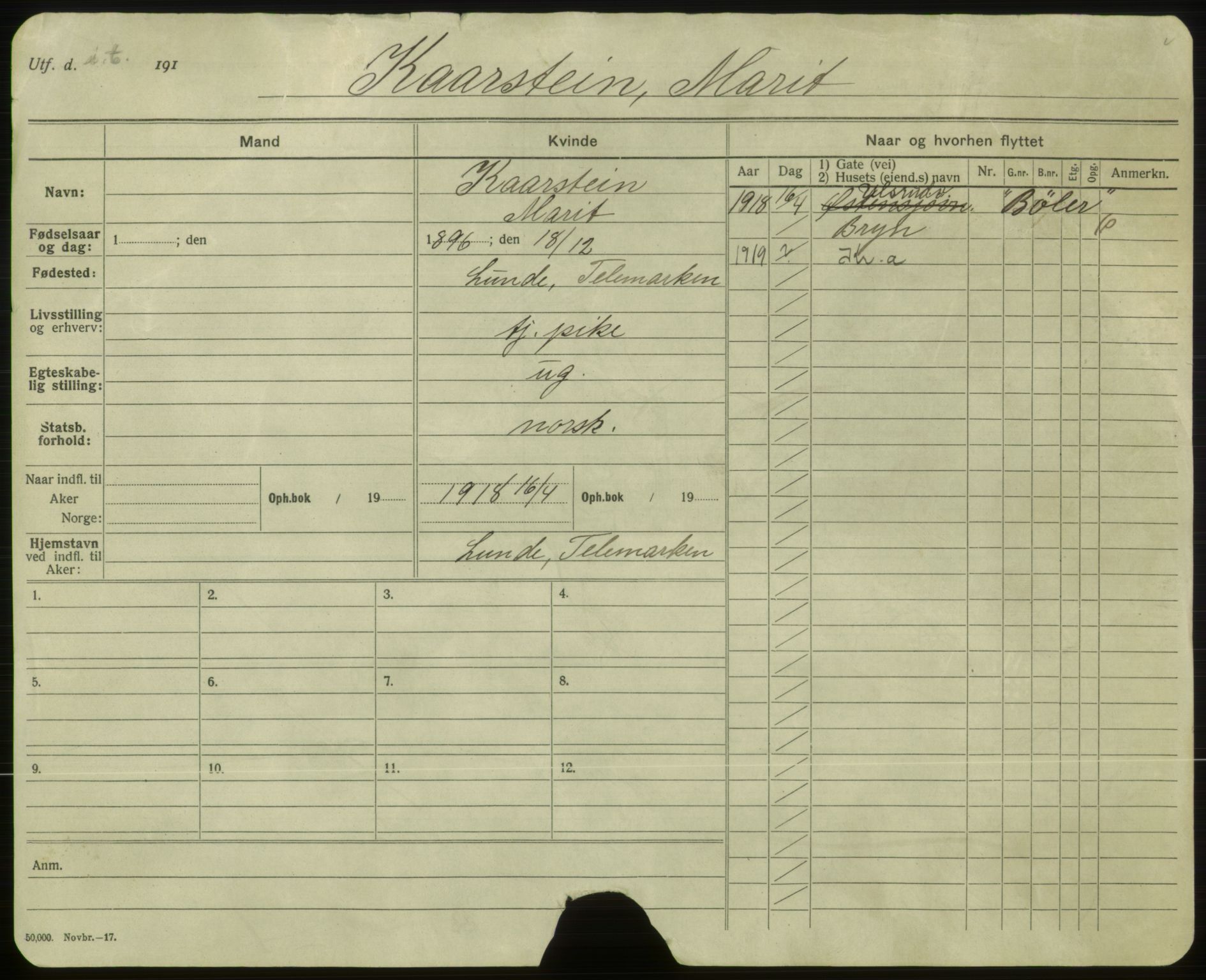 Oslo folkeregister, Registerkort, AV/SAO-A-11715/F/Fa/Faa/L0006: Kvinner, 1917-1922, s. 2