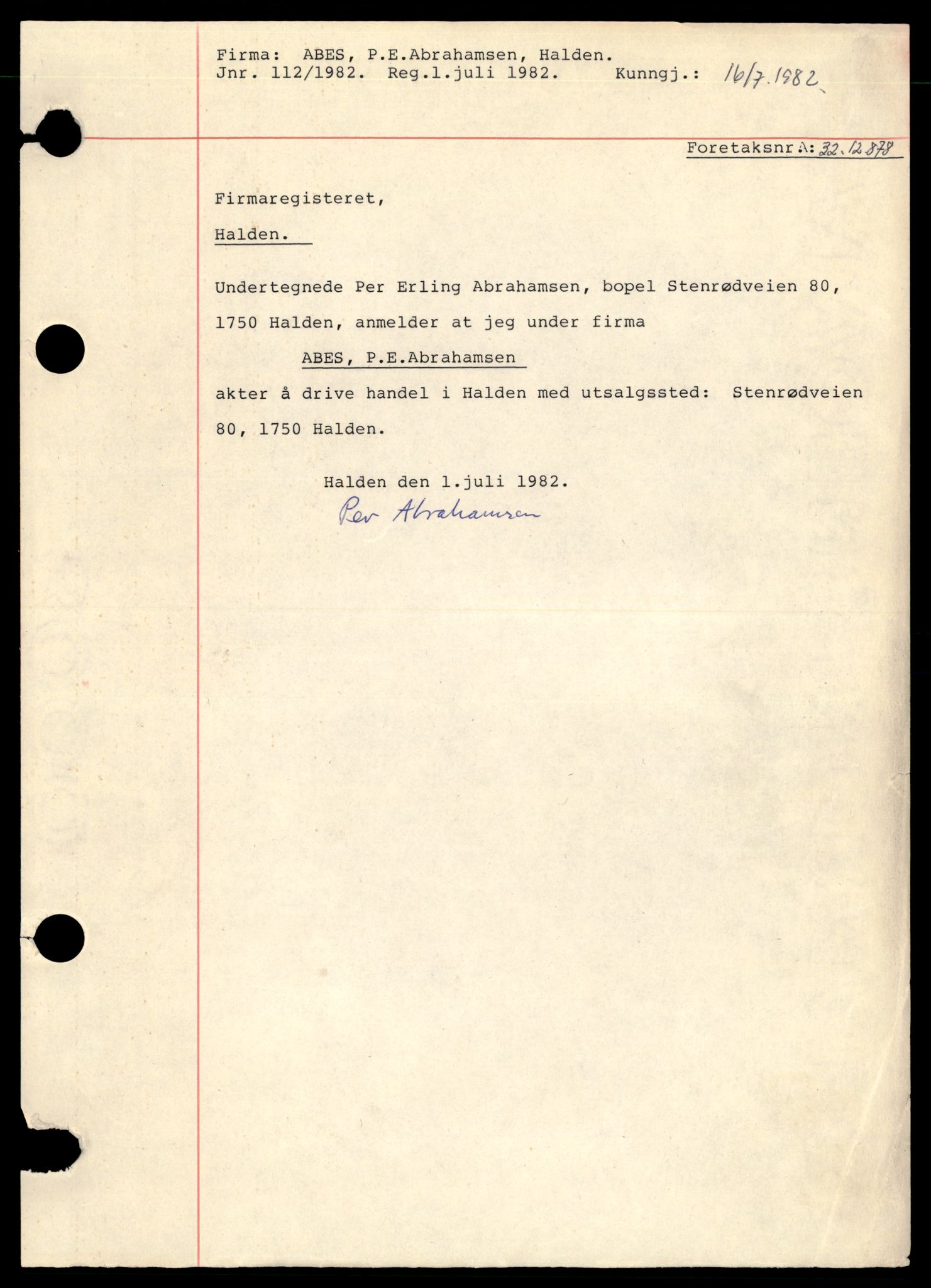 Halden tingrett, AV/SAT-A-10067/K/Ka/Kaa/L0001: Enkeltmannsforetak, 1944-1990
