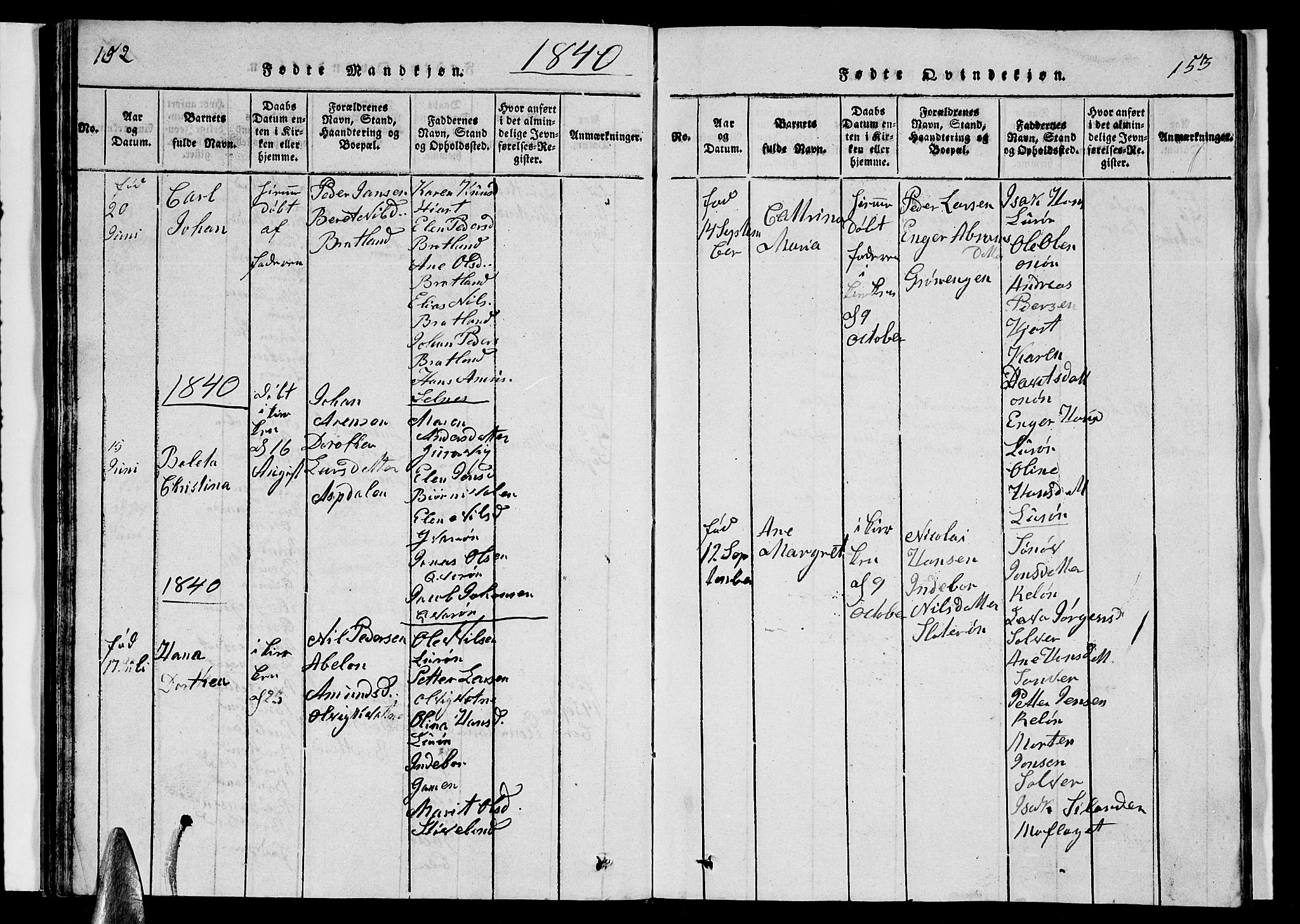 Ministerialprotokoller, klokkerbøker og fødselsregistre - Nordland, AV/SAT-A-1459/839/L0571: Klokkerbok nr. 839C01, 1820-1840, s. 152-153