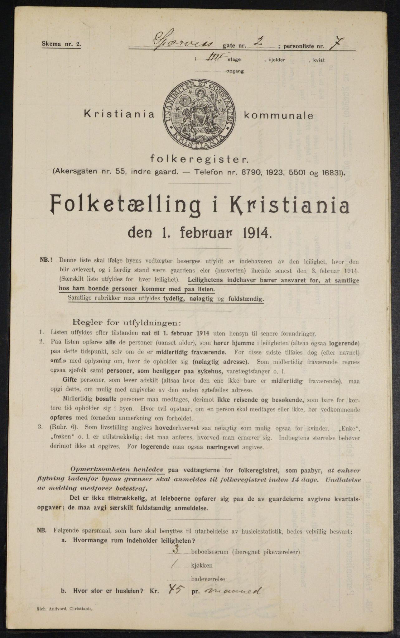 OBA, Kommunal folketelling 1.2.1914 for Kristiania, 1914, s. 100328