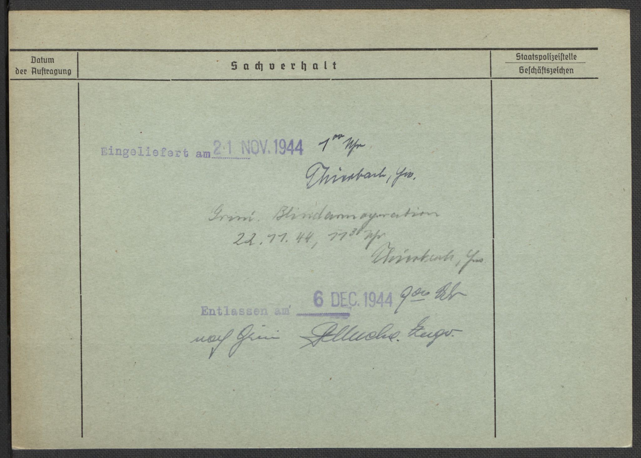 Befehlshaber der Sicherheitspolizei und des SD, AV/RA-RAFA-5969/E/Ea/Eaa/L0001: Register over norske fanger i Møllergata 19: A-Bj, 1940-1945, s. 633