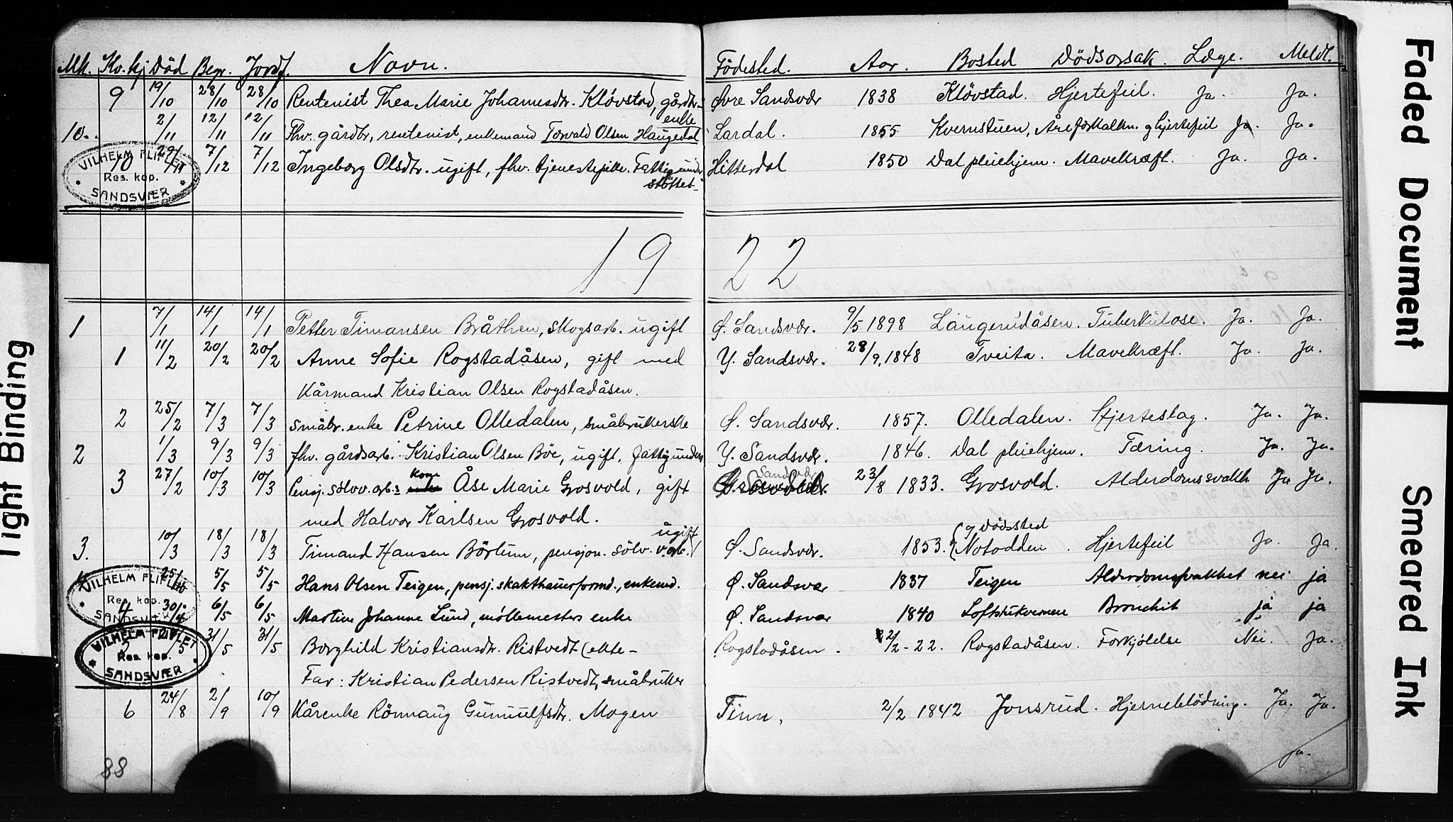 Sandsvær kirkebøker, AV/SAKO-A-244/G/Gd/L0004b: Klokkerbok nr. IV 4B, 1918-1925, s. 88