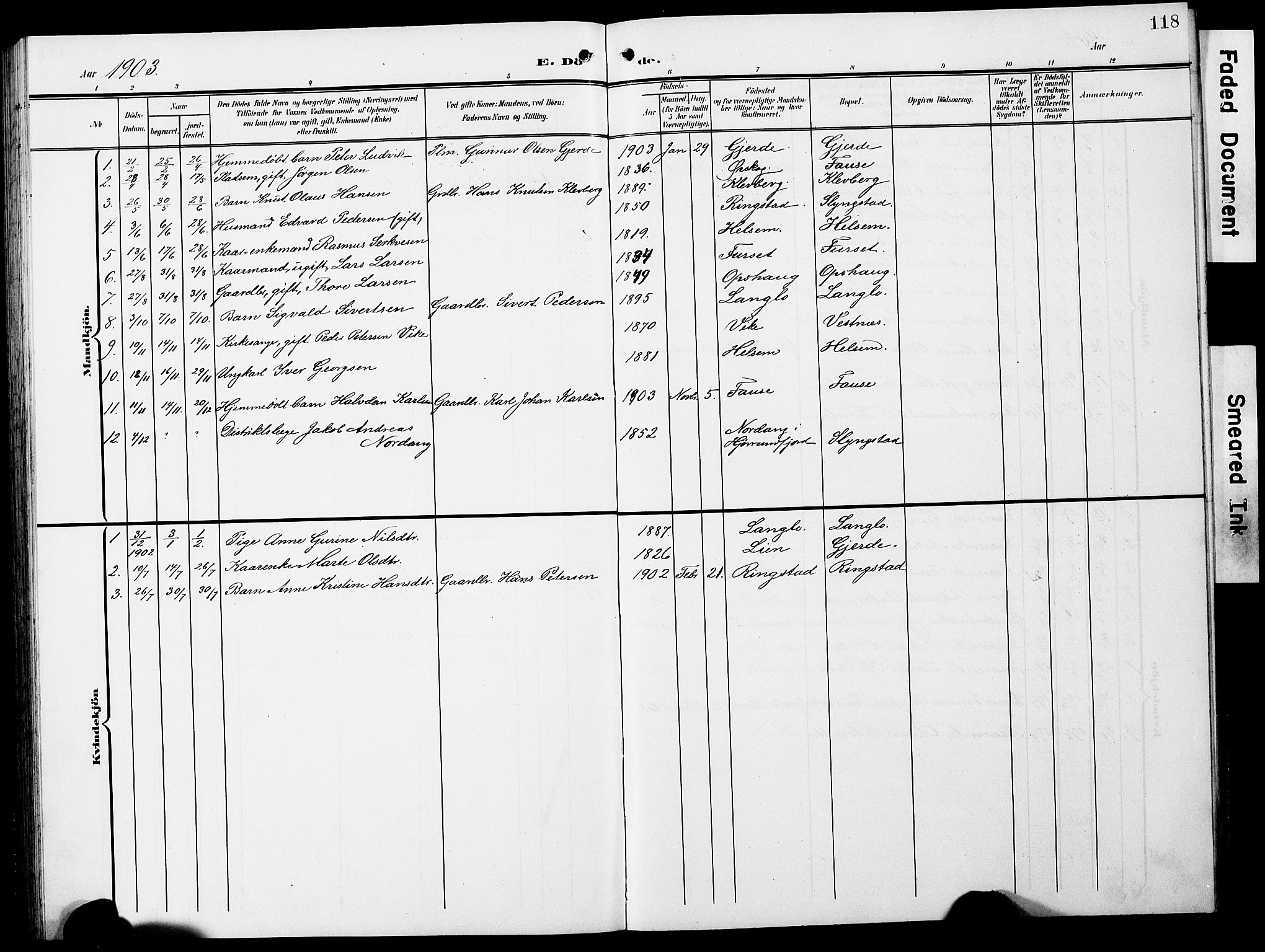 Ministerialprotokoller, klokkerbøker og fødselsregistre - Møre og Romsdal, AV/SAT-A-1454/520/L0293: Klokkerbok nr. 520C05, 1902-1923, s. 118