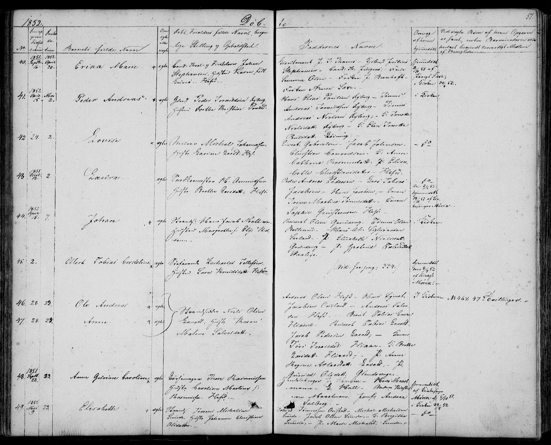 Flekkefjord sokneprestkontor, AV/SAK-1111-0012/F/Fb/Fbc/L0005: Klokkerbok nr. B 5, 1846-1866, s. 57