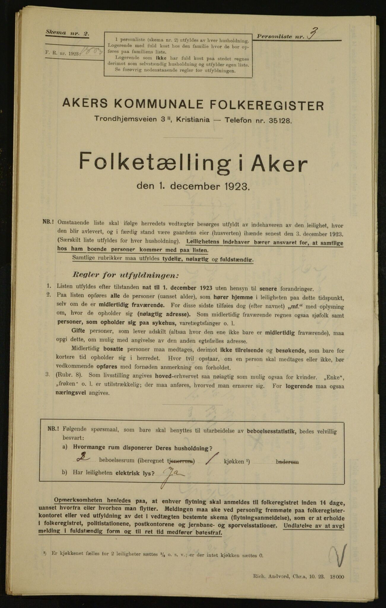 , Kommunal folketelling 1.12.1923 for Aker, 1923, s. 33943