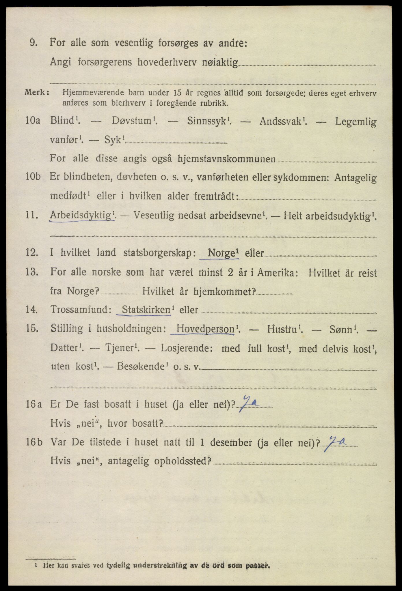 SAK, Folketelling 1920 for 0936 Hornnes herred, 1920, s. 1634