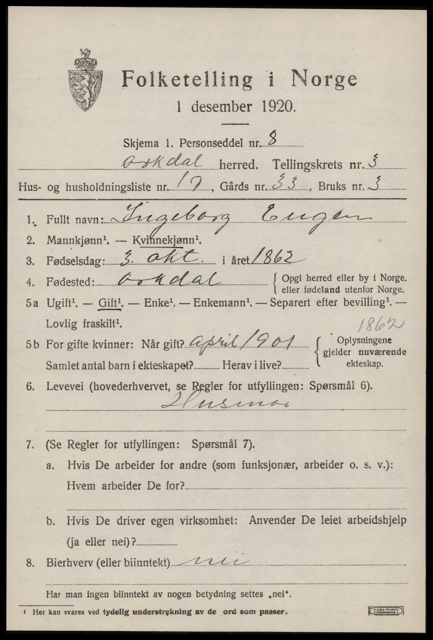 SAT, Folketelling 1920 for 1638 Orkdal herred, 1920, s. 3394