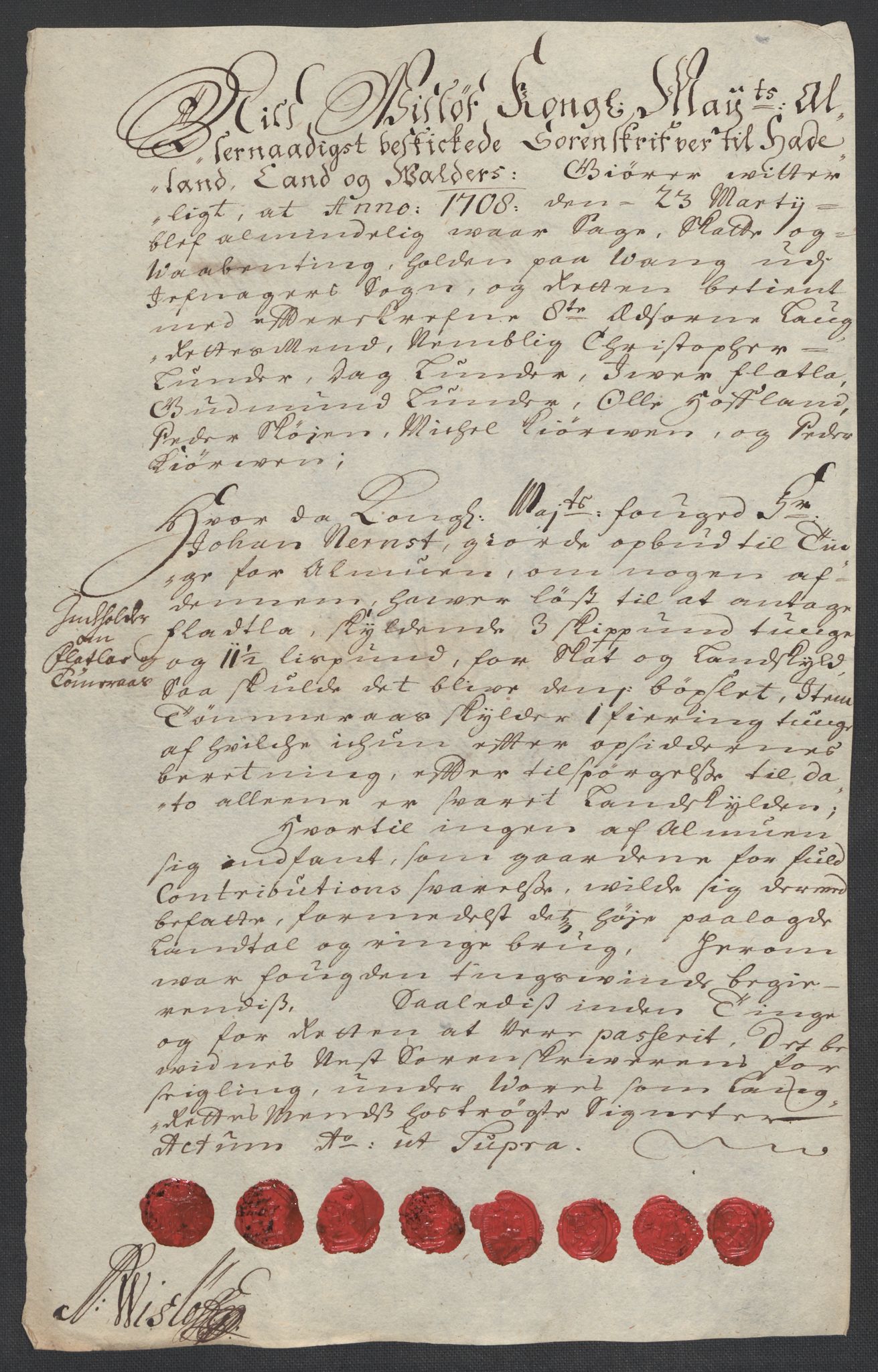 Rentekammeret inntil 1814, Reviderte regnskaper, Fogderegnskap, AV/RA-EA-4092/R18/L1305: Fogderegnskap Hadeland, Toten og Valdres, 1707-1708, s. 403