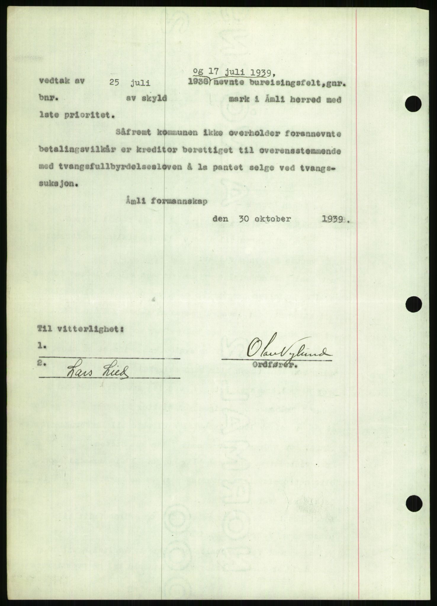 Nedenes sorenskriveri, AV/SAK-1221-0006/G/Gb/Gbb/L0001: Pantebok nr. I, 1939-1942, Dagboknr: 1180/1939