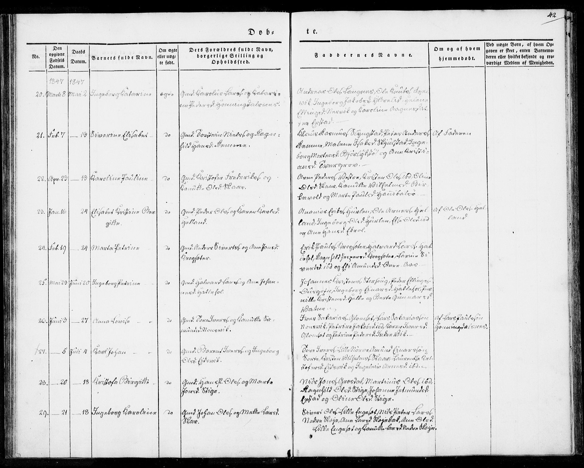 Ministerialprotokoller, klokkerbøker og fødselsregistre - Møre og Romsdal, SAT/A-1454/524/L0352: Ministerialbok nr. 524A04, 1838-1847, s. 42