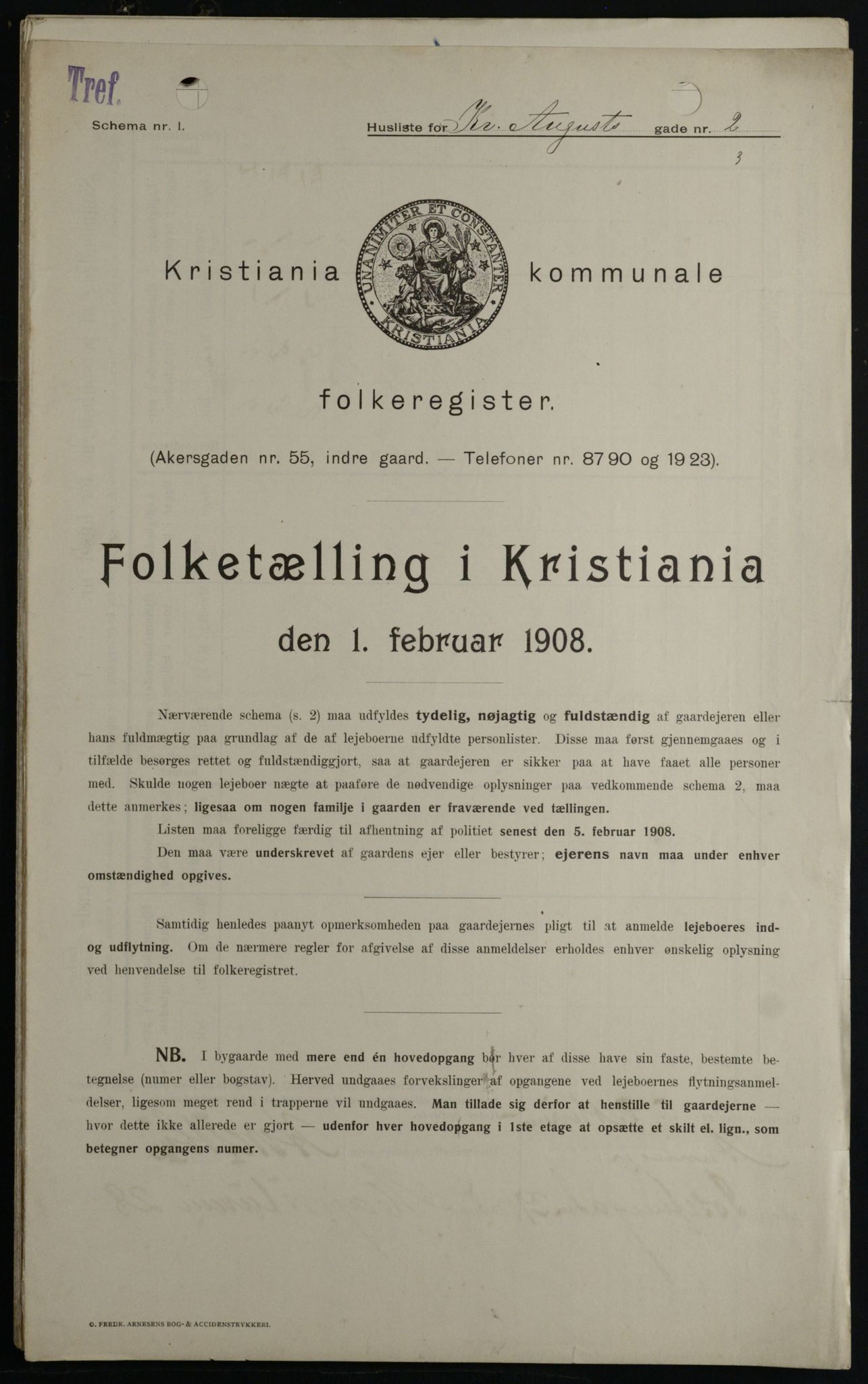 OBA, Kommunal folketelling 1.2.1908 for Kristiania kjøpstad, 1908, s. 48282