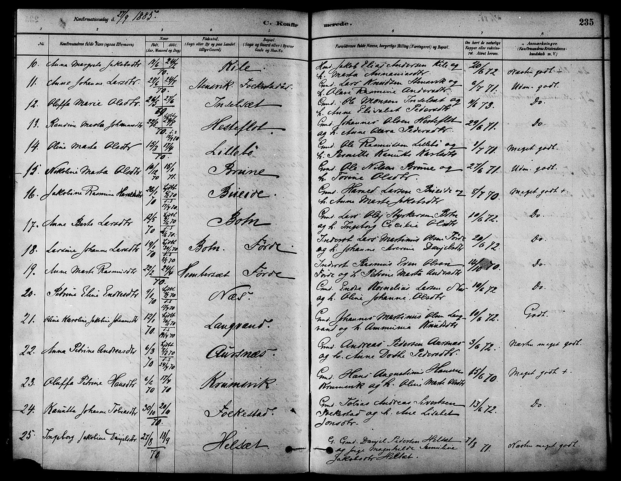 Ministerialprotokoller, klokkerbøker og fødselsregistre - Møre og Romsdal, AV/SAT-A-1454/511/L0141: Ministerialbok nr. 511A08, 1878-1890, s. 235