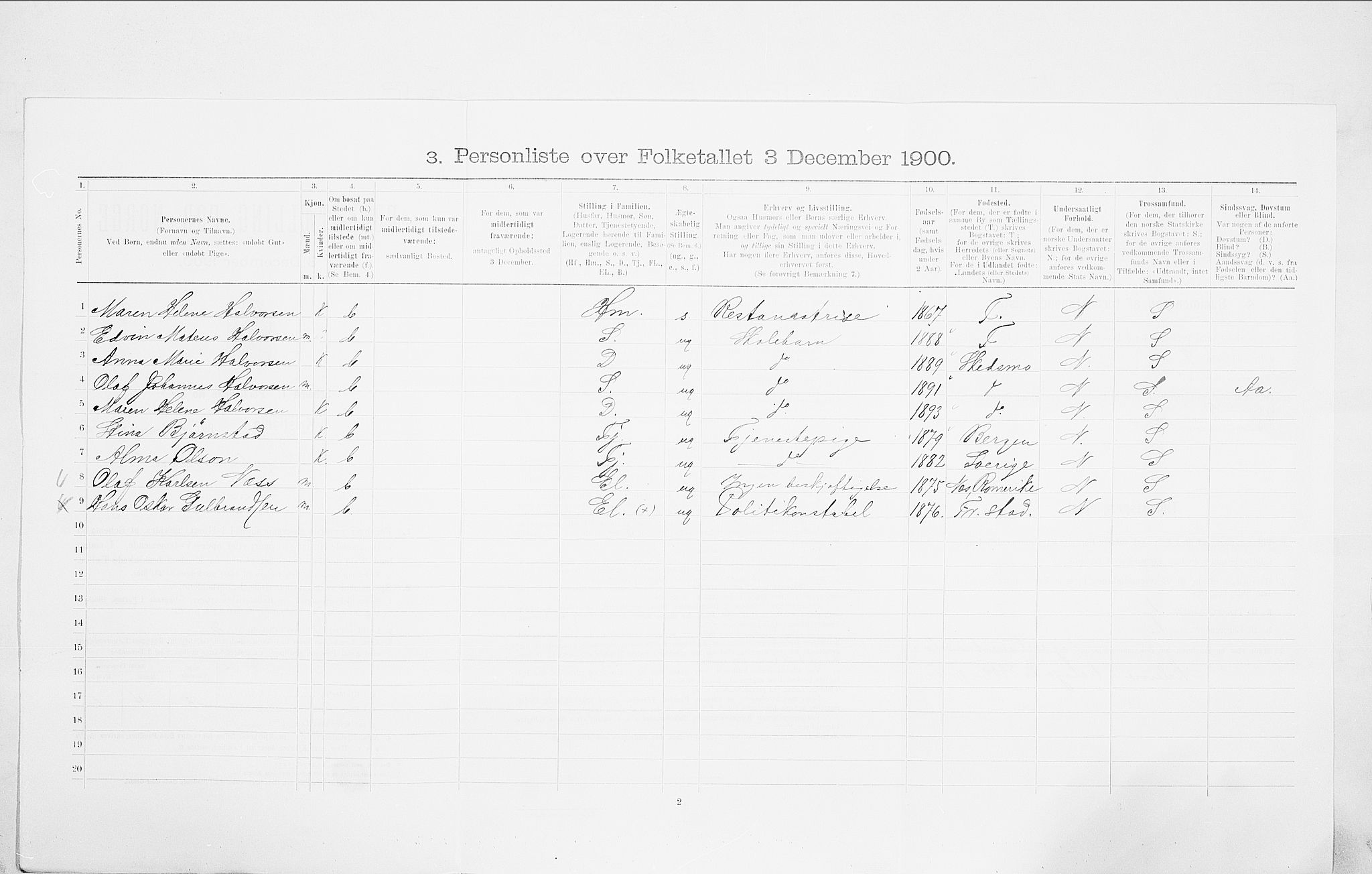 SAO, Folketelling 1900 for 0301 Kristiania kjøpstad, 1900, s. 102560
