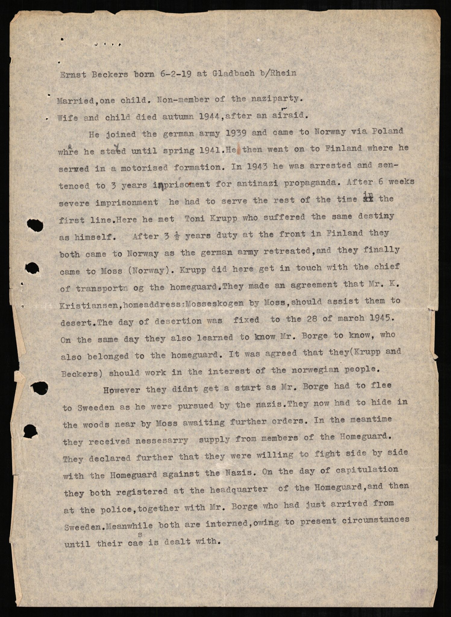 Forsvaret, Forsvarets overkommando II, AV/RA-RAFA-3915/D/Db/L0002: CI Questionaires. Tyske okkupasjonsstyrker i Norge. Tyskere., 1945-1946, s. 370