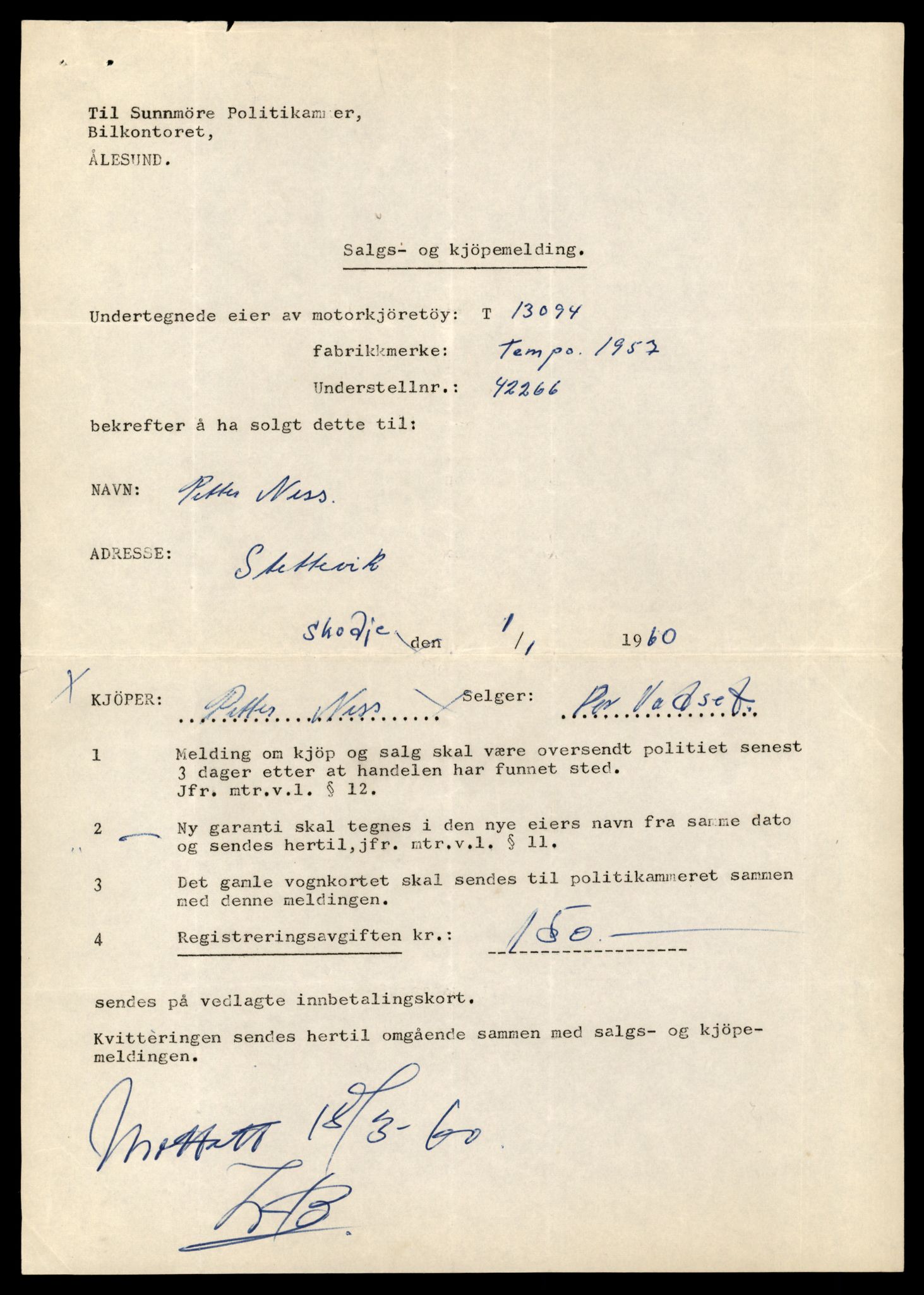Møre og Romsdal vegkontor - Ålesund trafikkstasjon, AV/SAT-A-4099/F/Fe/L0037: Registreringskort for kjøretøy T 13031 - T 13179, 1927-1998, s. 1305