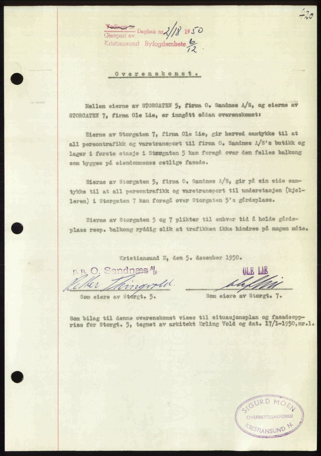 Kristiansund byfogd, AV/SAT-A-4587/A/27: Pantebok nr. 50, 1950-1950, Dagboknr: 2118/1950