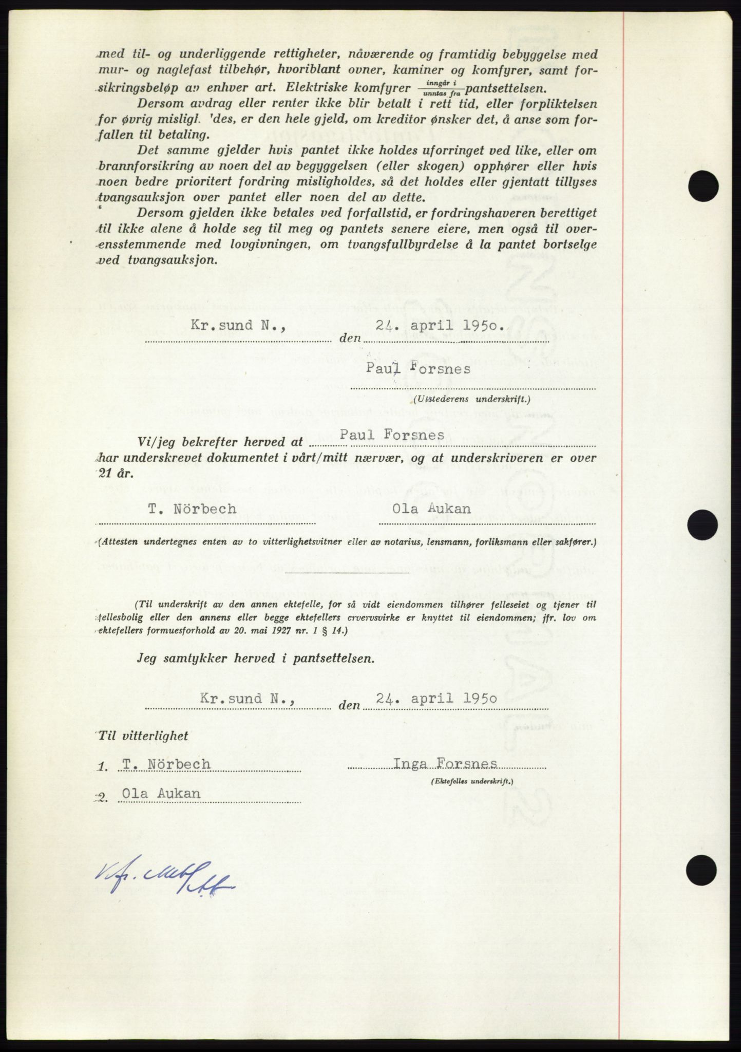 Nordmøre sorenskriveri, AV/SAT-A-4132/1/2/2Ca: Pantebok nr. B104, 1950-1950, Dagboknr: 1225/1950