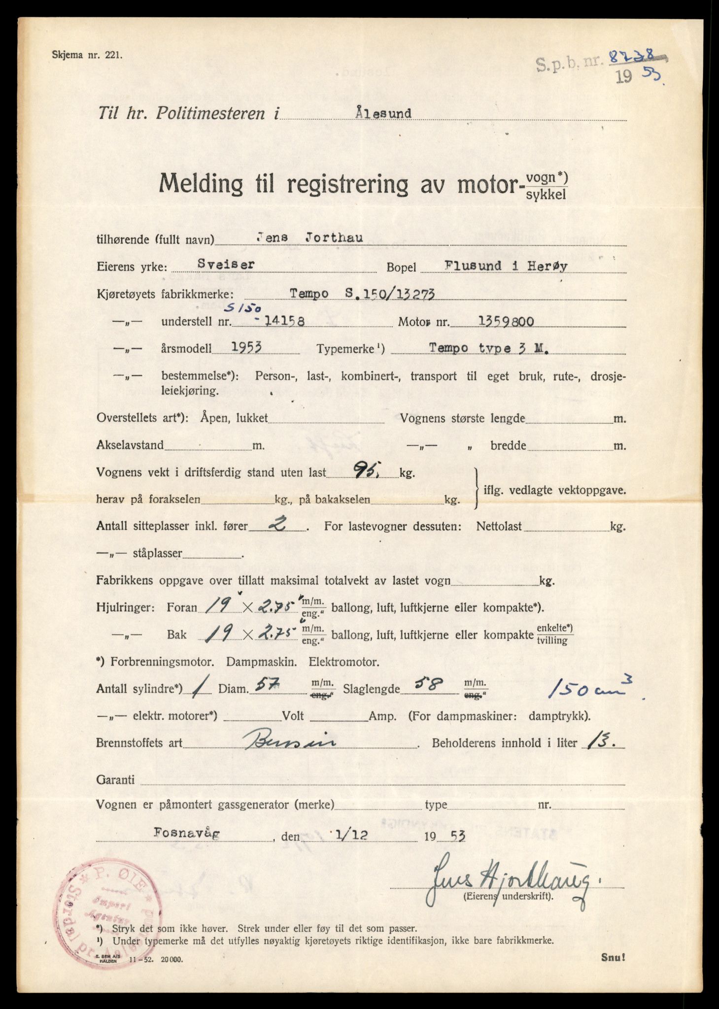 Møre og Romsdal vegkontor - Ålesund trafikkstasjon, AV/SAT-A-4099/F/Fe/L0037: Registreringskort for kjøretøy T 13031 - T 13179, 1927-1998, s. 593