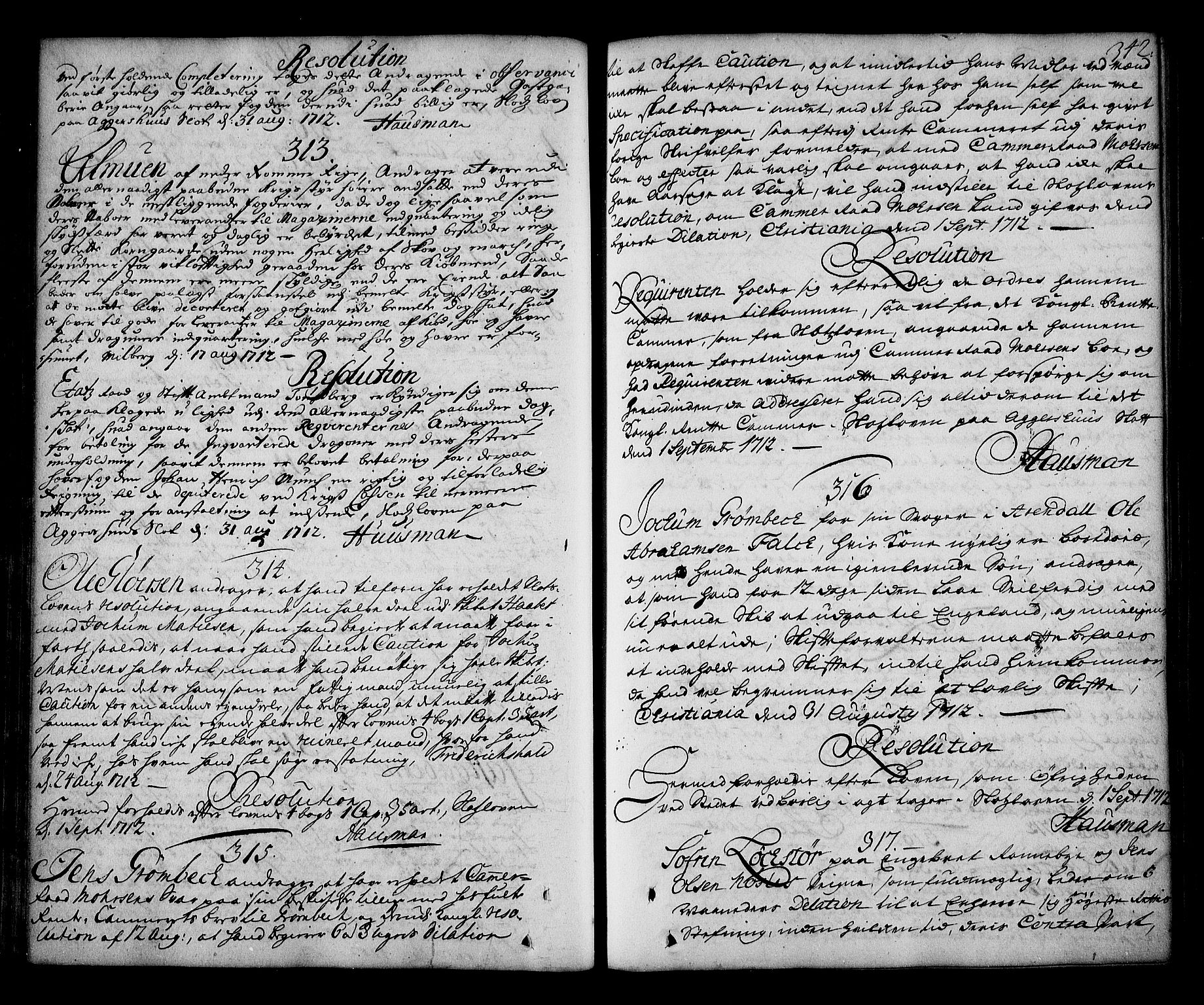 Stattholderembetet 1572-1771, AV/RA-EA-2870/Ag/L0002: Supplikasjons- og resolusjonsprotokoll, 1710-1714, s. 341b-342a
