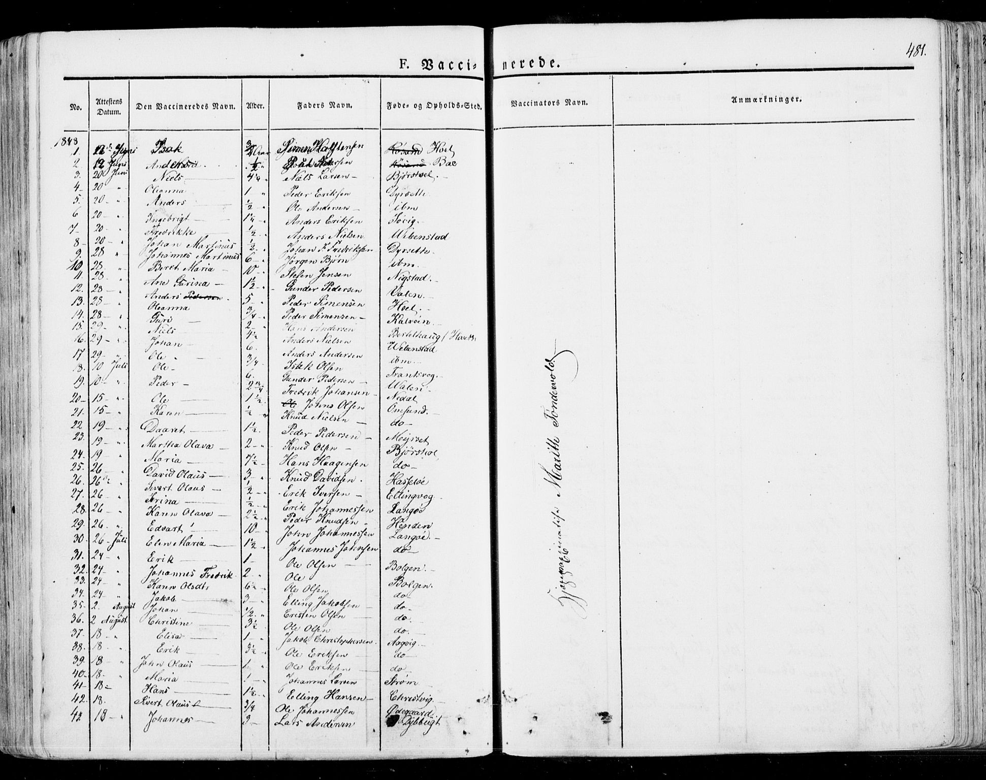 Ministerialprotokoller, klokkerbøker og fødselsregistre - Møre og Romsdal, SAT/A-1454/568/L0803: Ministerialbok nr. 568A10, 1830-1853, s. 481