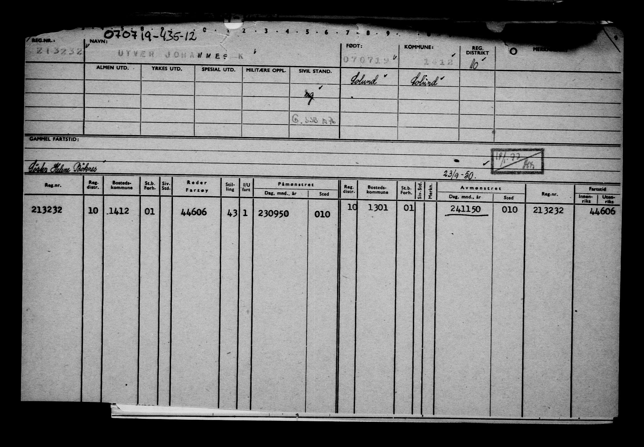 Direktoratet for sjømenn, AV/RA-S-3545/G/Gb/L0170: Hovedkort, 1919, s. 155