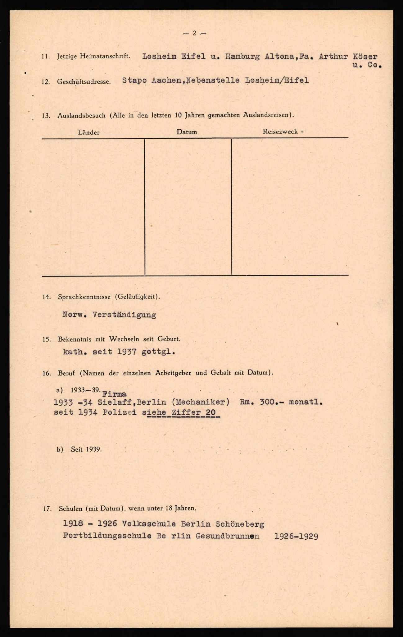 Forsvaret, Forsvarets overkommando II, AV/RA-RAFA-3915/D/Db/L0037: CI Questionaires. Tyske okkupasjonsstyrker i Norge. Tyskere., 1945-1946, s. 323