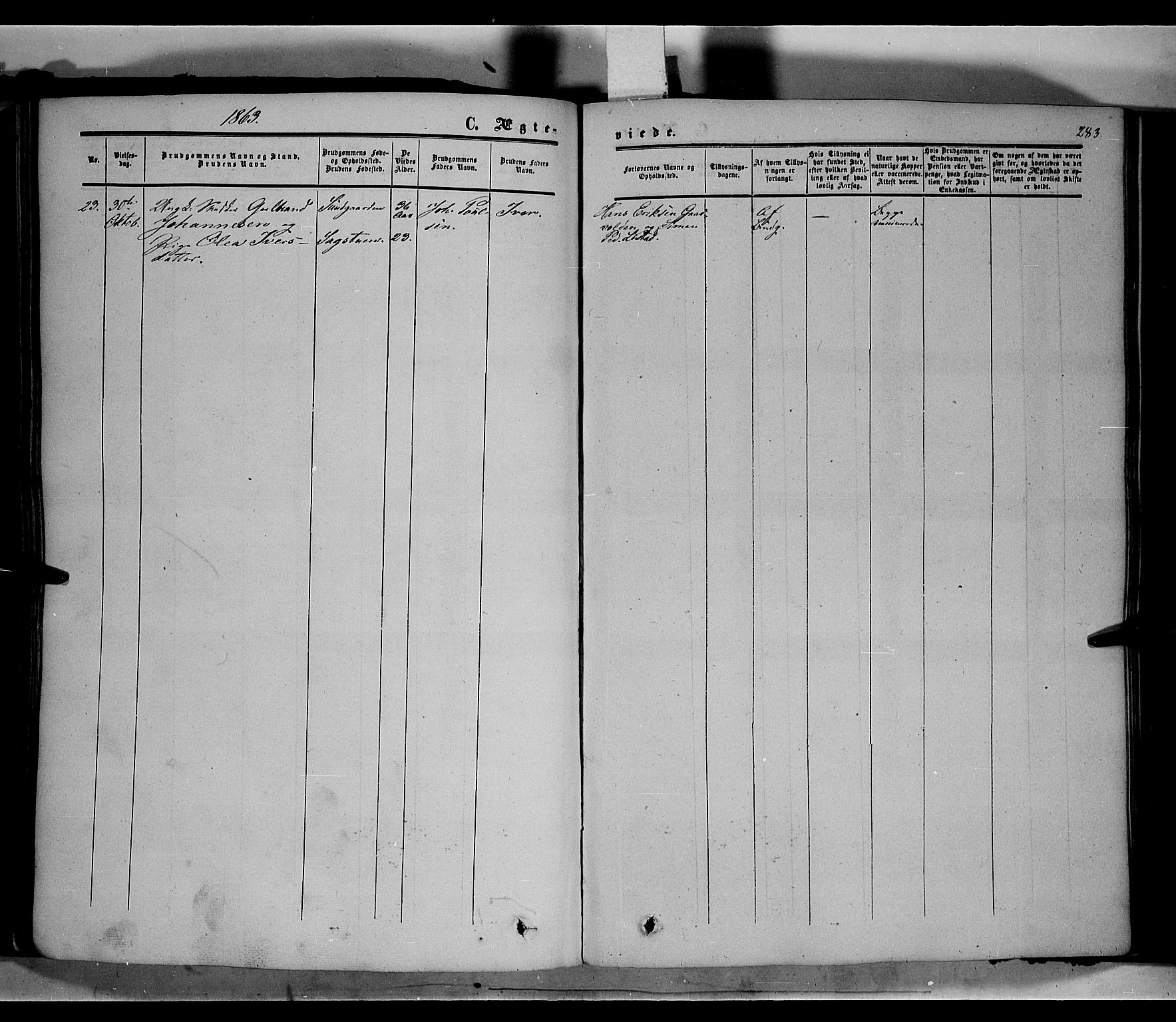 Sør-Fron prestekontor, SAH/PREST-010/H/Ha/Haa/L0001: Ministerialbok nr. 1, 1849-1863, s. 283