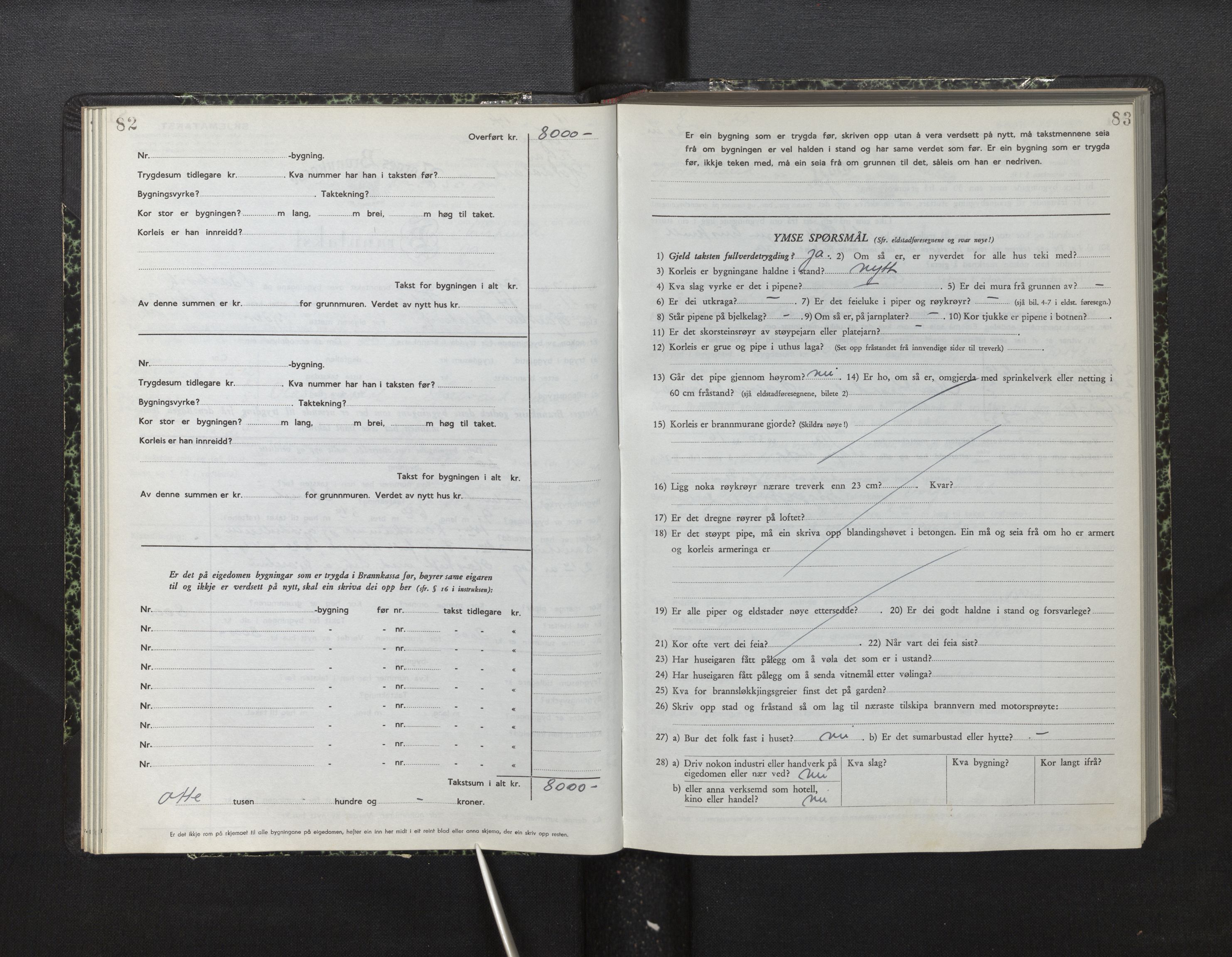 Lensmannen i Fitjar, AV/SAB-A-32001/0012/L0001b: Branntakstprotokoll, skjematakst, 1949-1955, s. 82-83