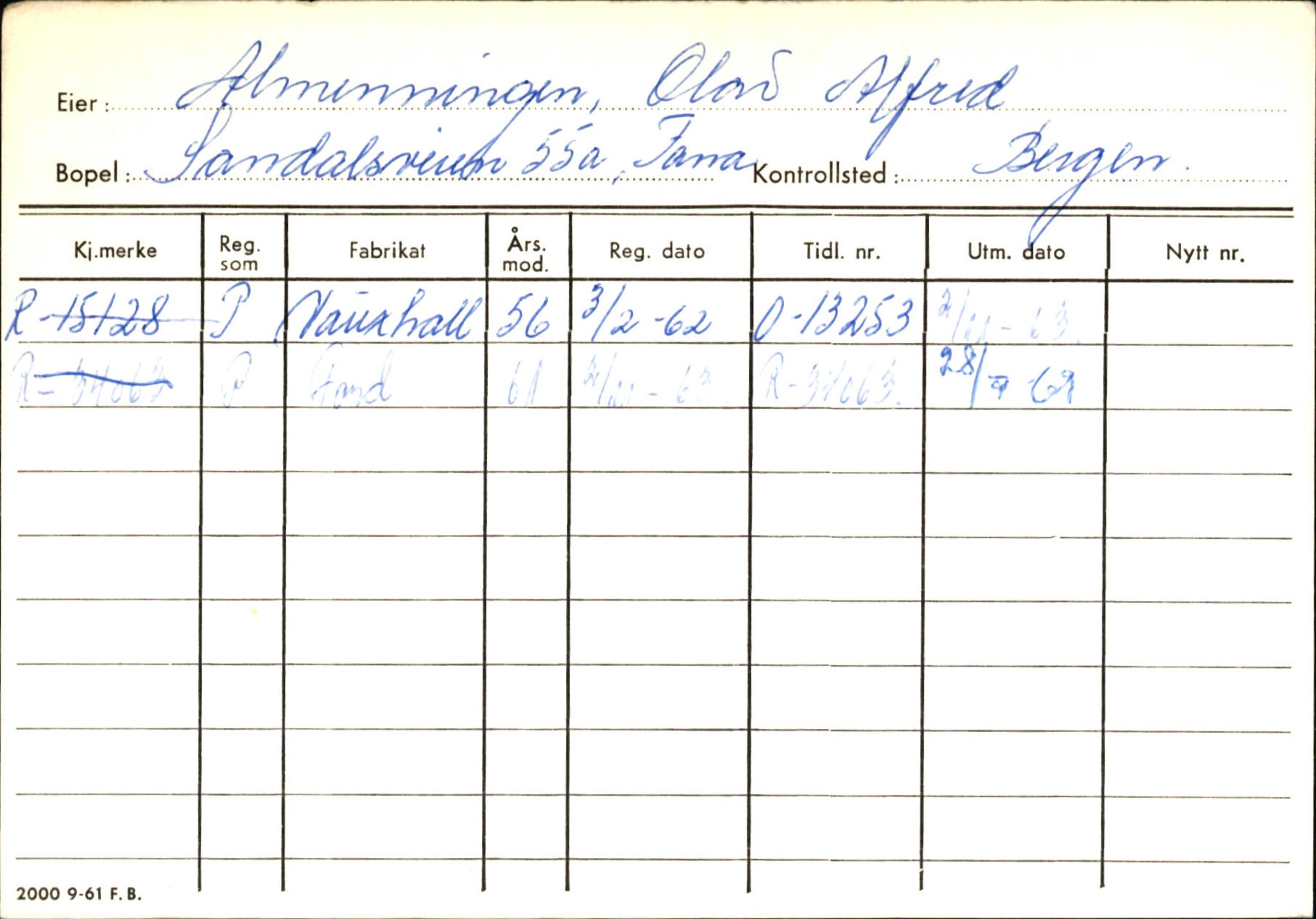 Statens vegvesen, Hordaland vegkontor, SAB/A-5201/2/Ha/L0001: R-eierkort A, 1920-1971, s. 495