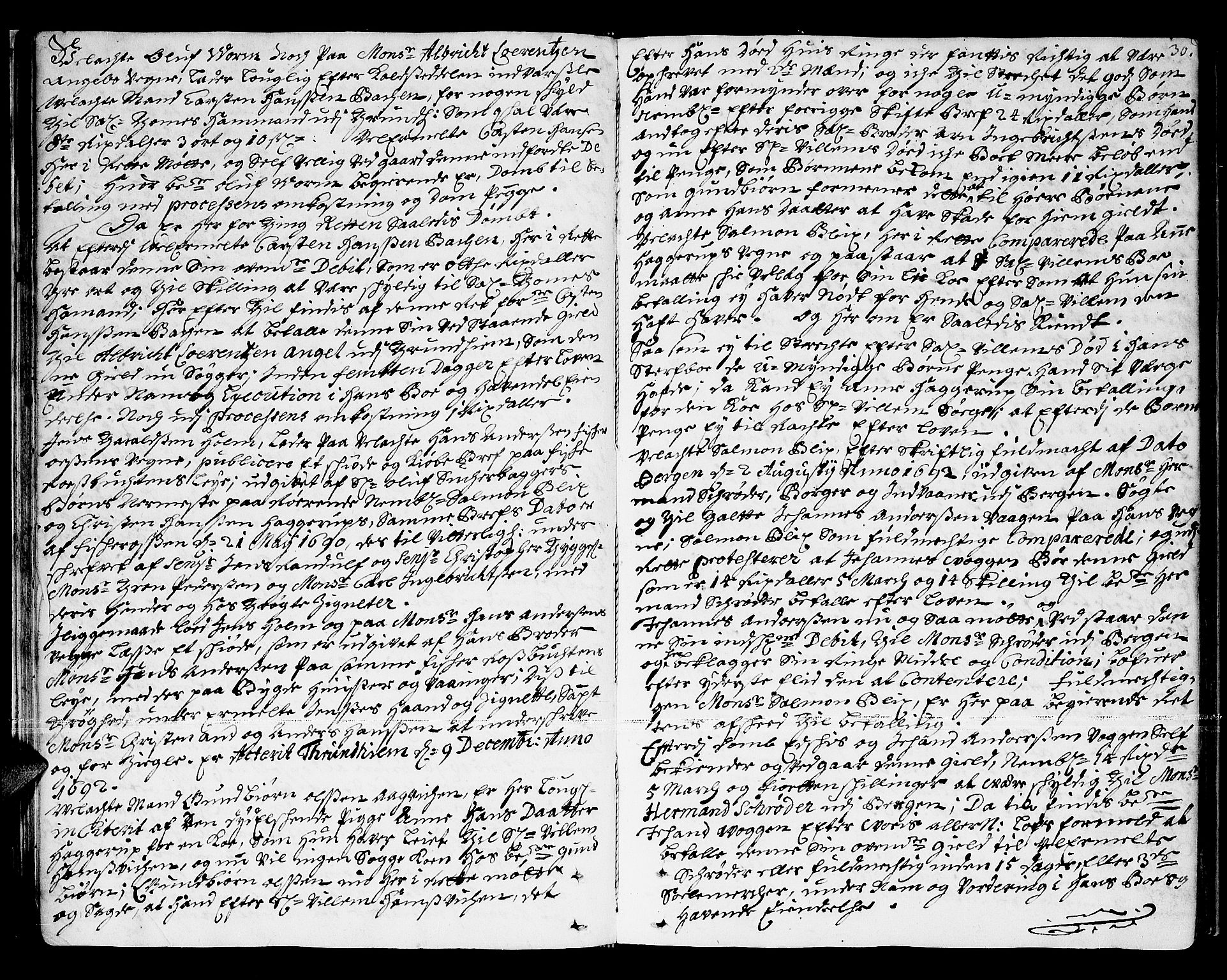 Namdal sorenskriveri, AV/SAT-A-4133/1/1/1A/L0002: Tingbok, 1693-1699, s. 29b-30a