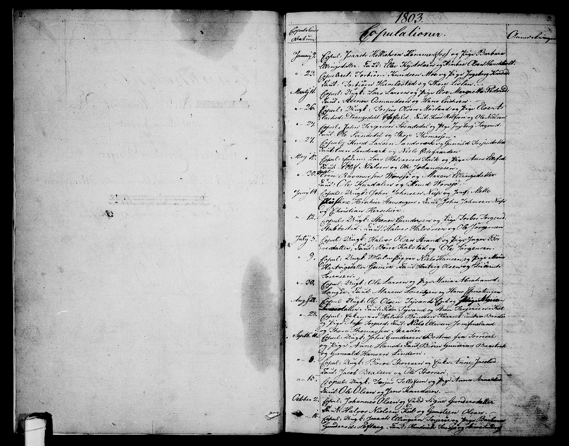 Sannidal kirkebøker, AV/SAKO-A-296/F/Fa/L0003: Ministerialbok nr. 3, 1803-1813, s. 2-3