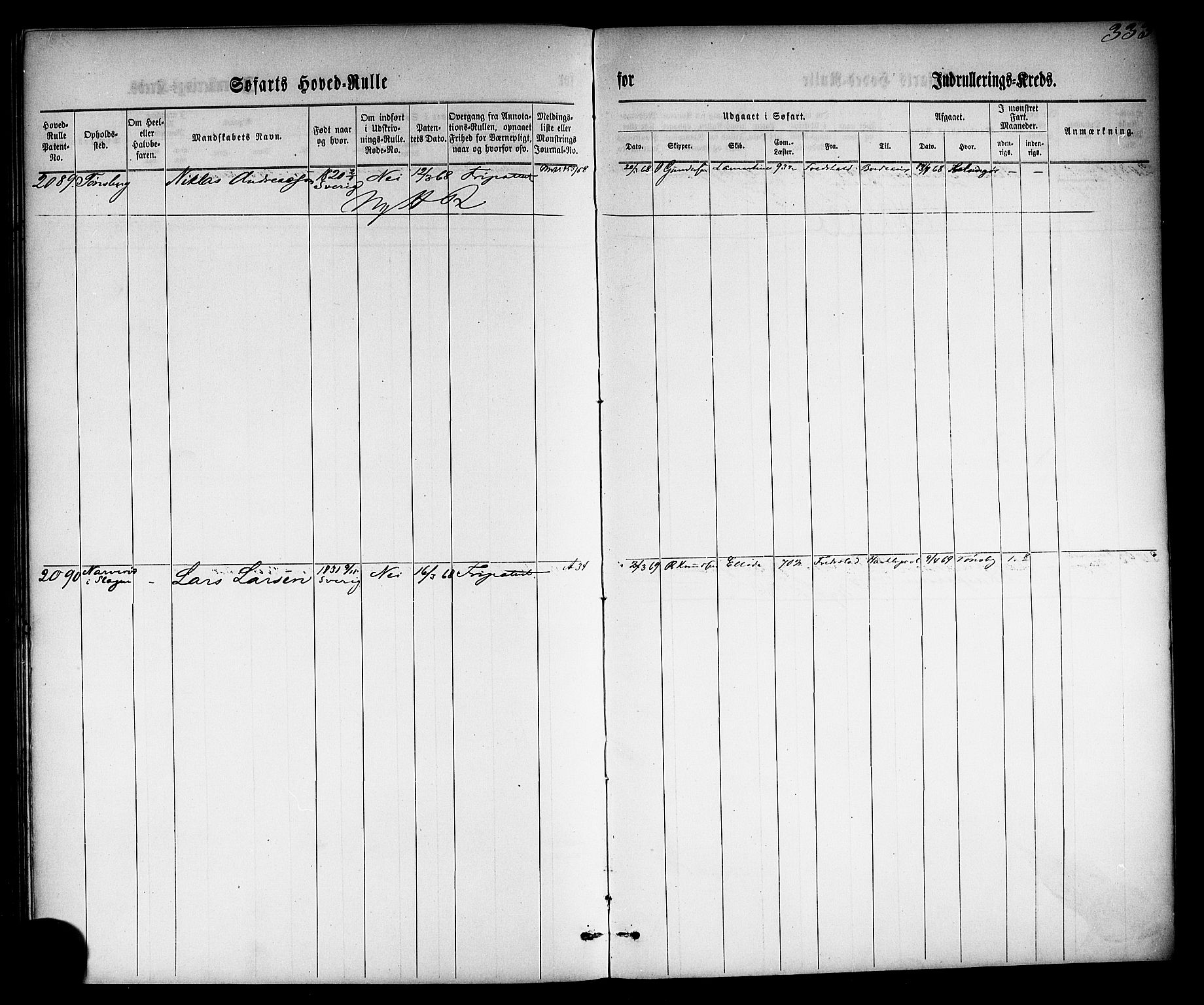 Tønsberg innrulleringskontor, AV/SAKO-A-786/F/Fc/Fca/L0002: Hovedrulle Patent nr. 1429-2133, 1861-1868, s. 373