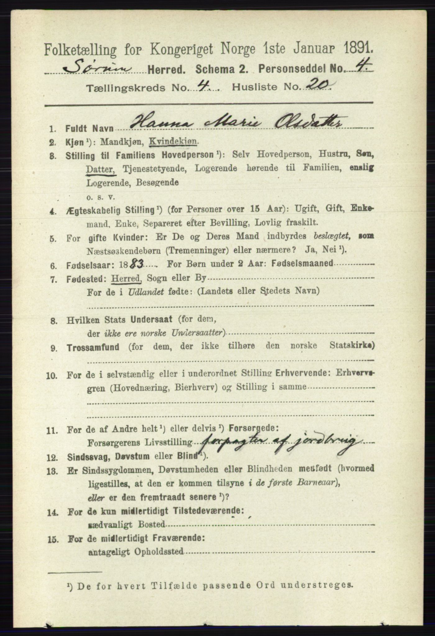 RA, Folketelling 1891 for 0226 Sørum herred, 1891, s. 2009