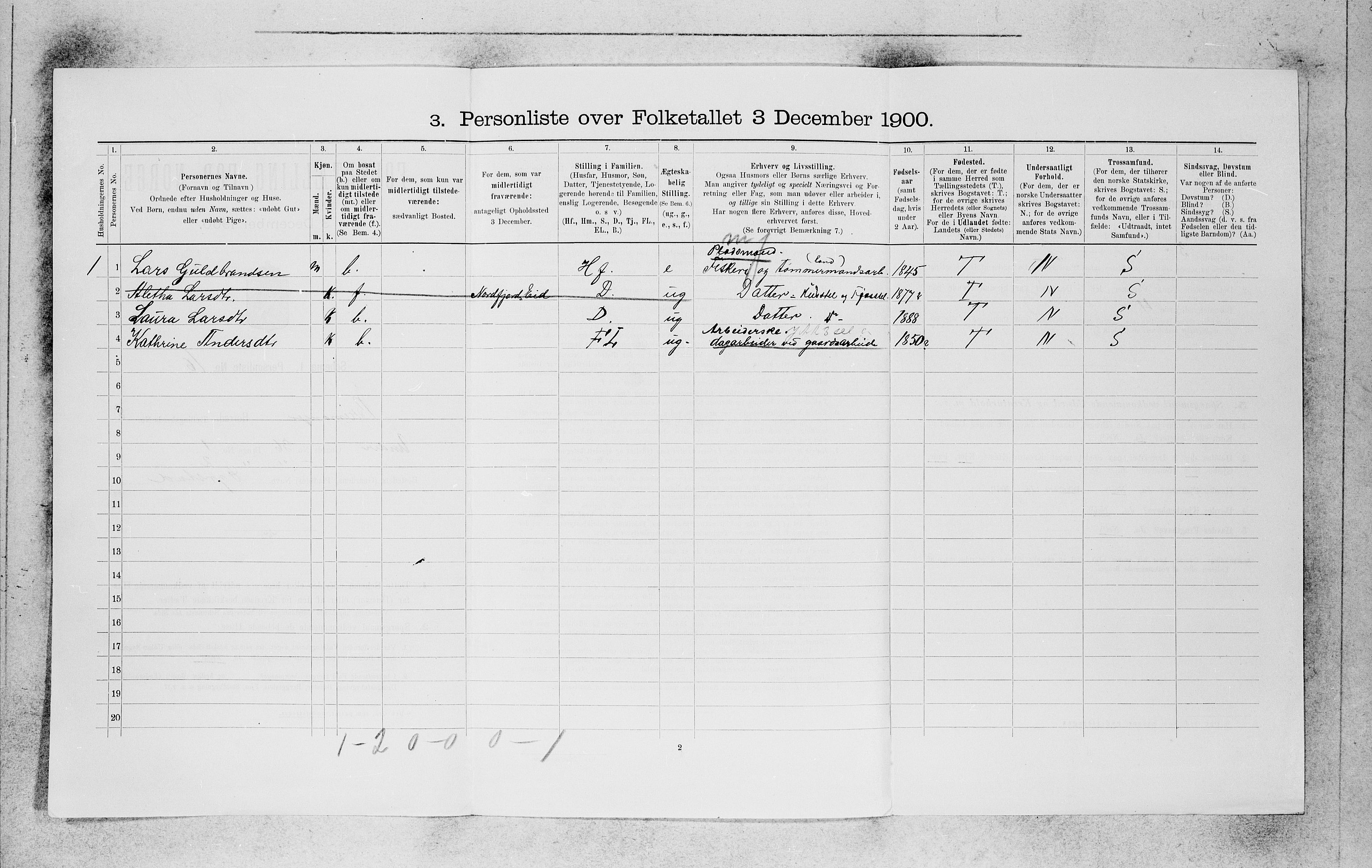 SAB, Folketelling 1900 for 1438 Bremanger herred, 1900, s. 639