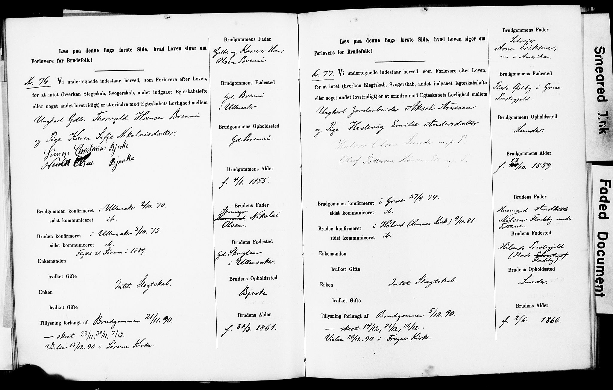 Sørum prestekontor Kirkebøker, AV/SAO-A-10303/H/Ha/L0001: Lysningsprotokoll nr. 1, 1887-1890
