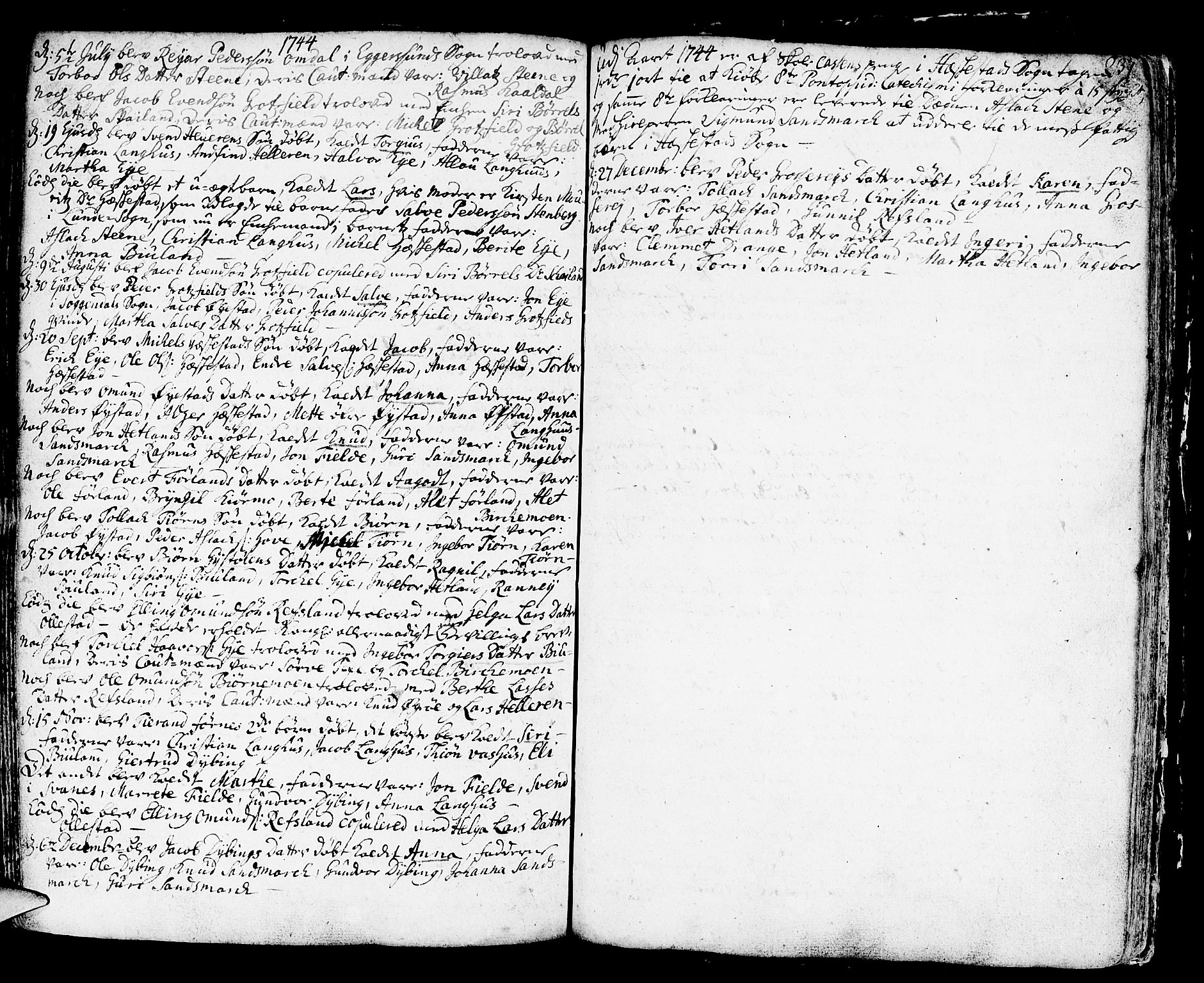Helleland sokneprestkontor, SAST/A-101810: Ministerialbok nr. A 1 /3, 1713-1761, s. 237