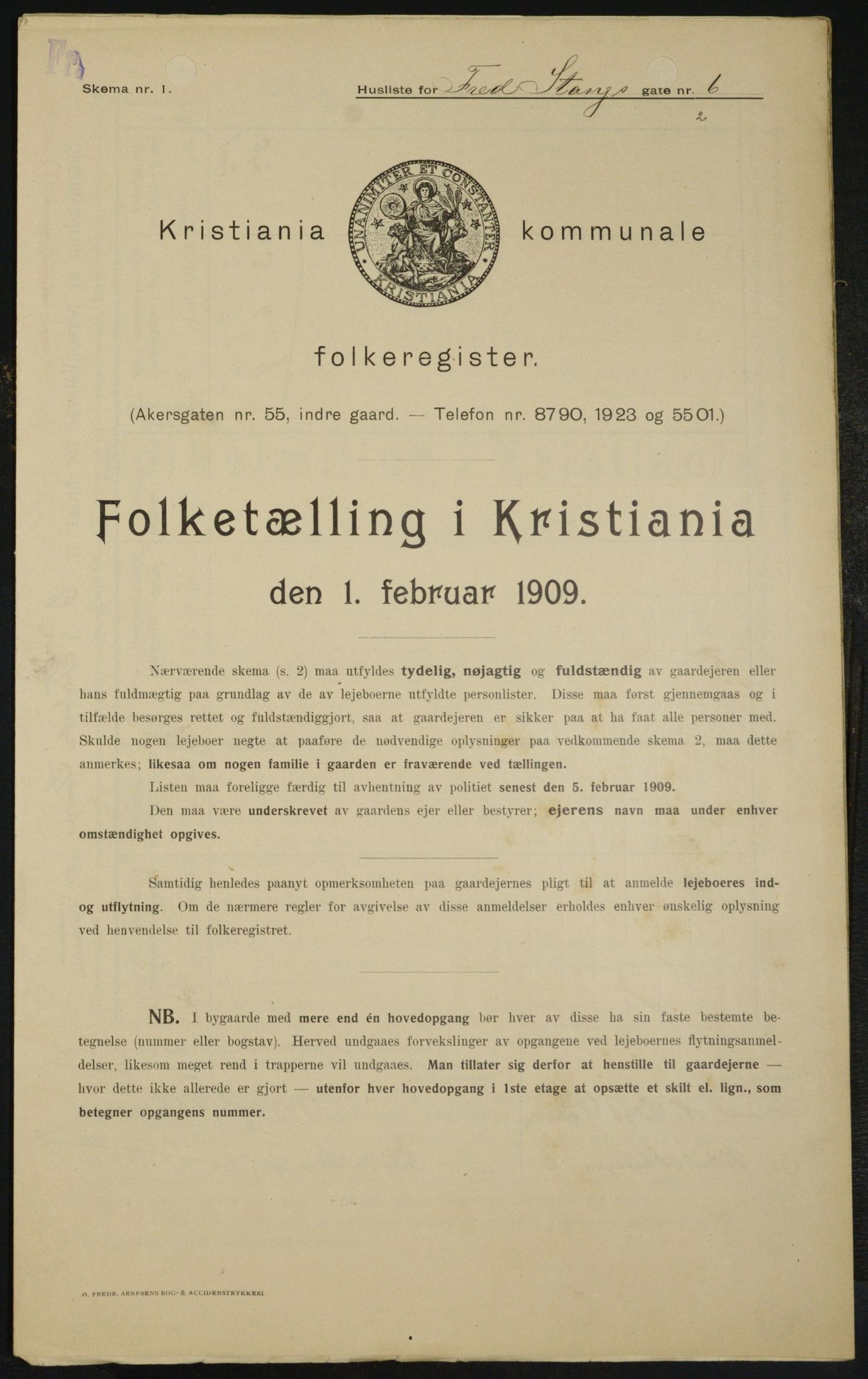 OBA, Kommunal folketelling 1.2.1909 for Kristiania kjøpstad, 1909, s. 24100